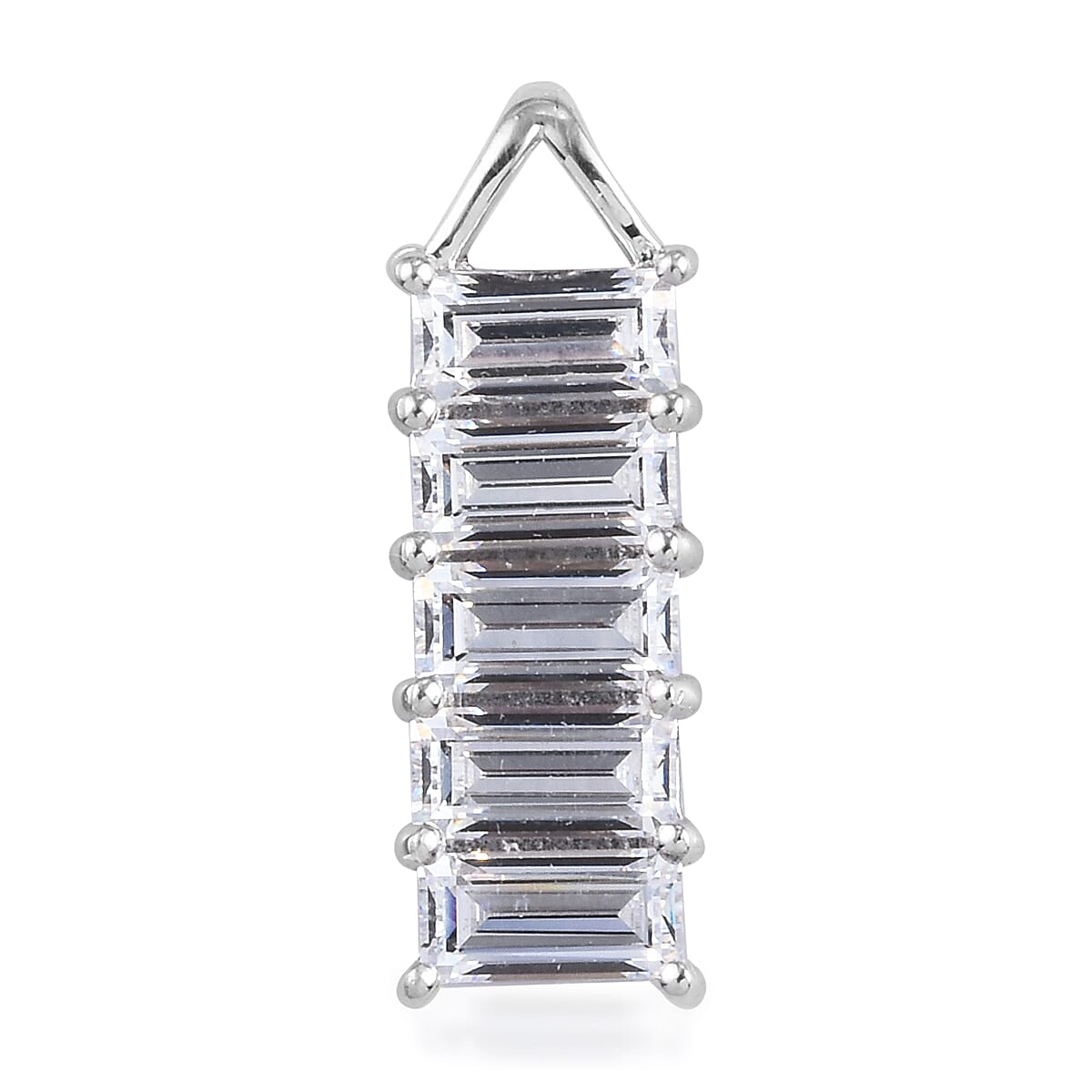 Lustro Stella Platinum Overlay Sterling Silver Pendant Made with Finest CZ 3.27 Ct.