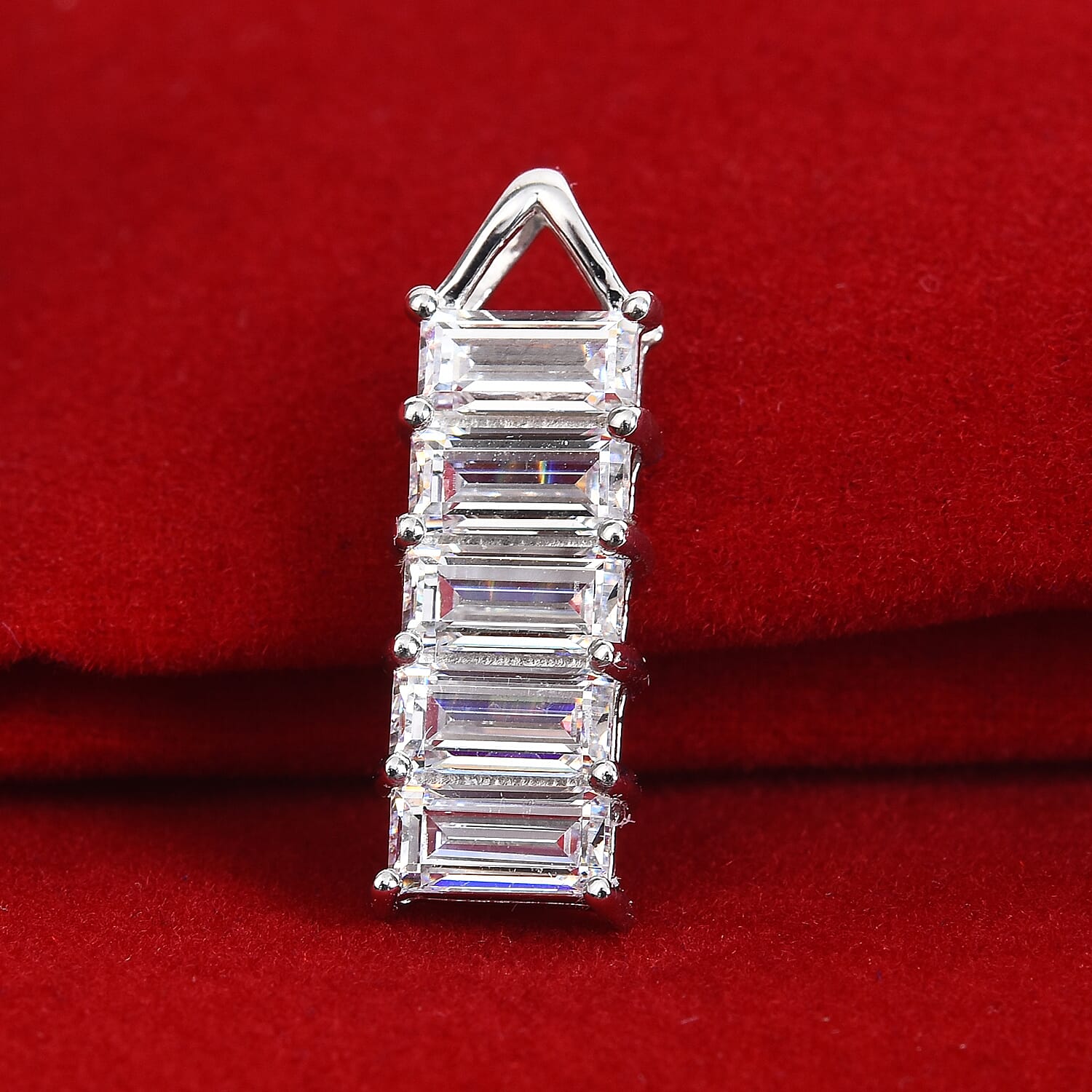 Lustro Stella Platinum Overlay Sterling Silver Pendant Made with Finest CZ 3.27 Ct.