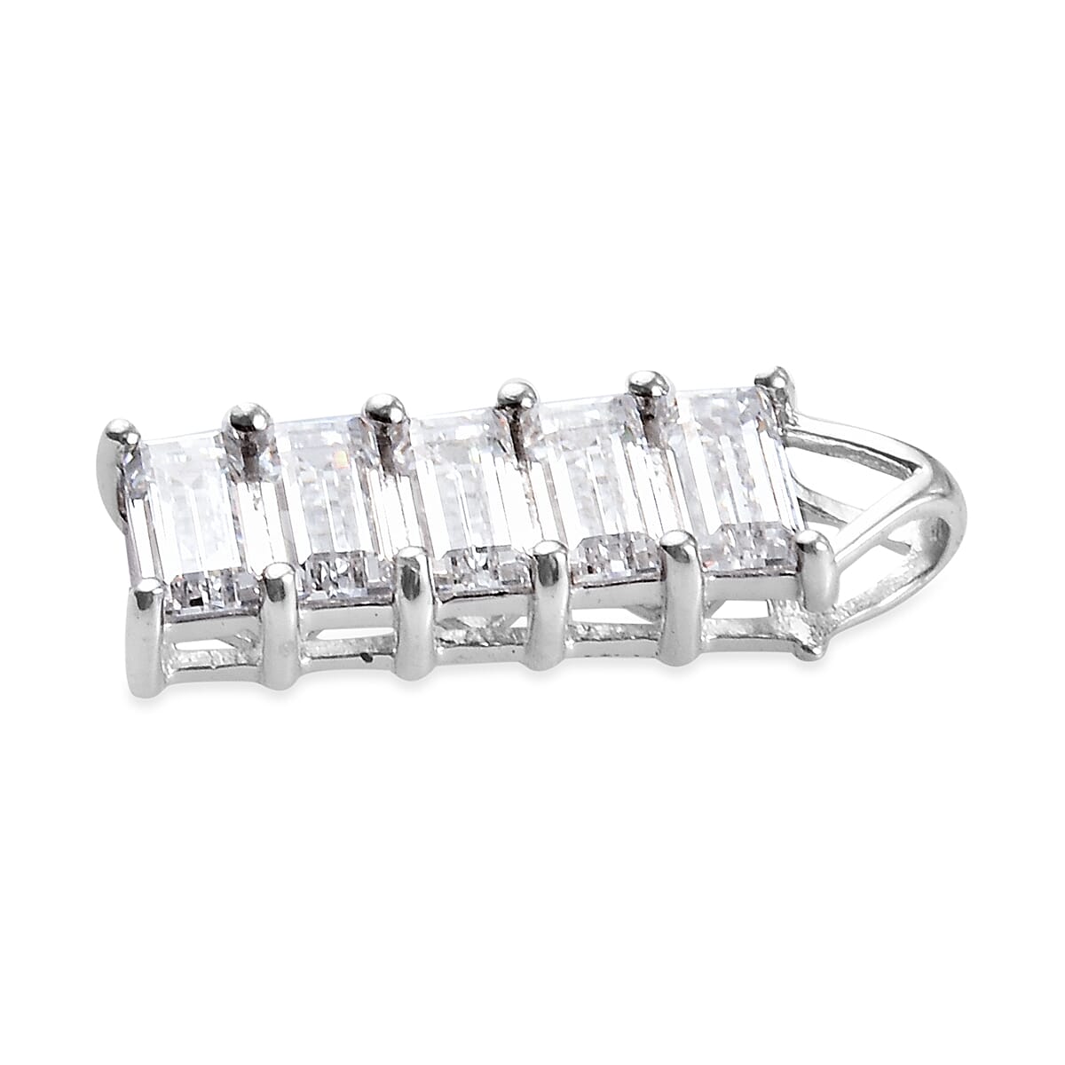 Lustro Stella Platinum Overlay Sterling Silver Pendant Made with Finest CZ 3.27 Ct.