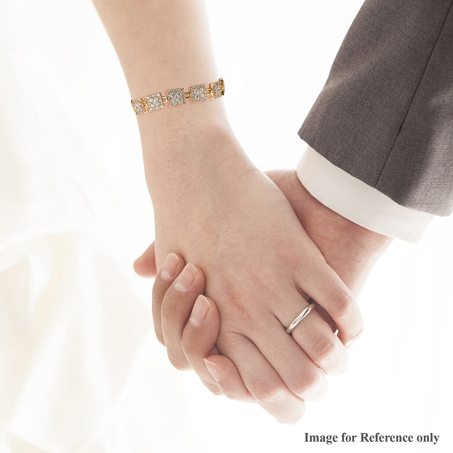 Lustro Stella 14K Gold Overlay Sterling Silver Bracelet (Size 7.5) Made with Finest CZ 28.38 Ct.