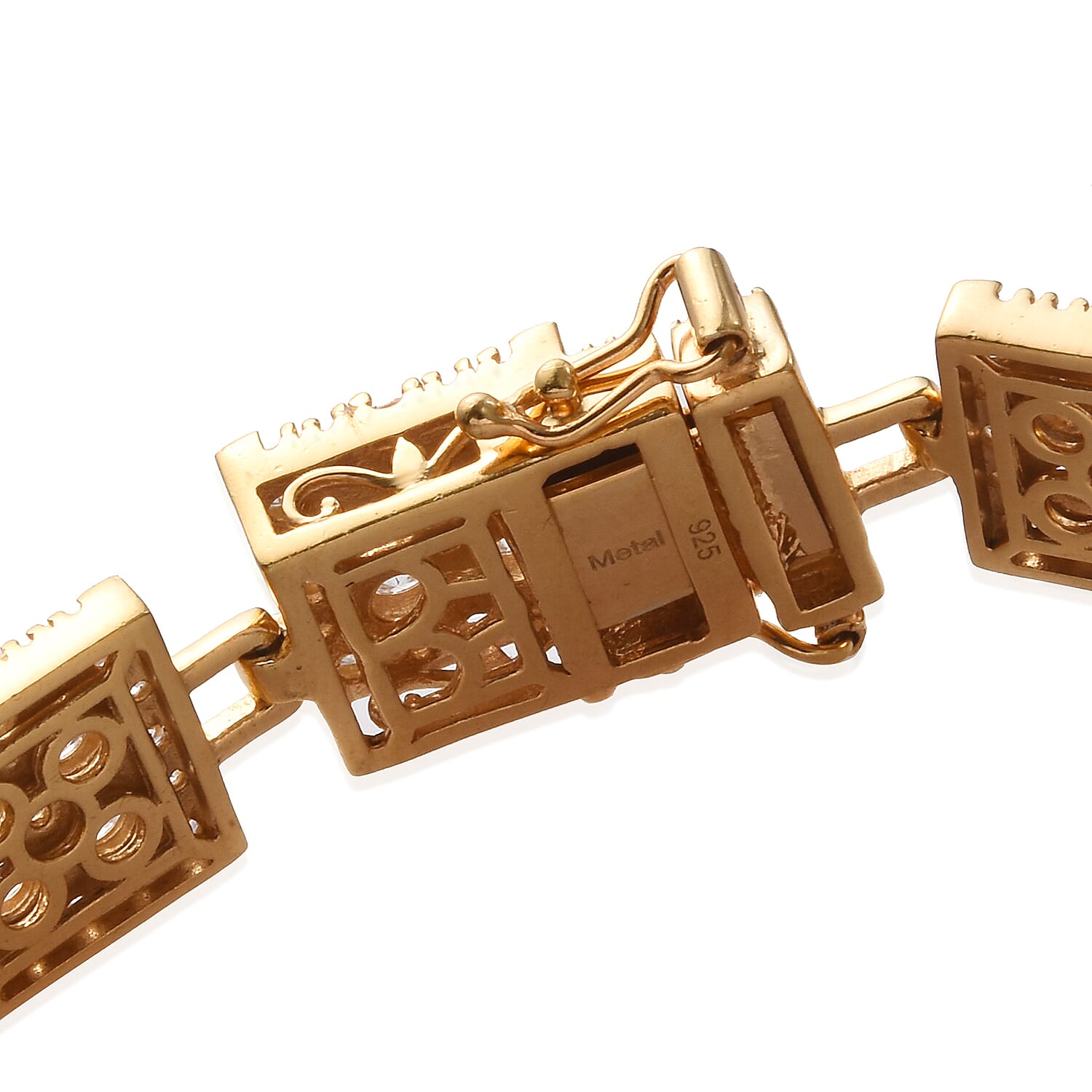 Lustro Stella 14K Gold Overlay Sterling Silver Bracelet (Size 7.5) Made with Finest CZ 28.38 Ct.