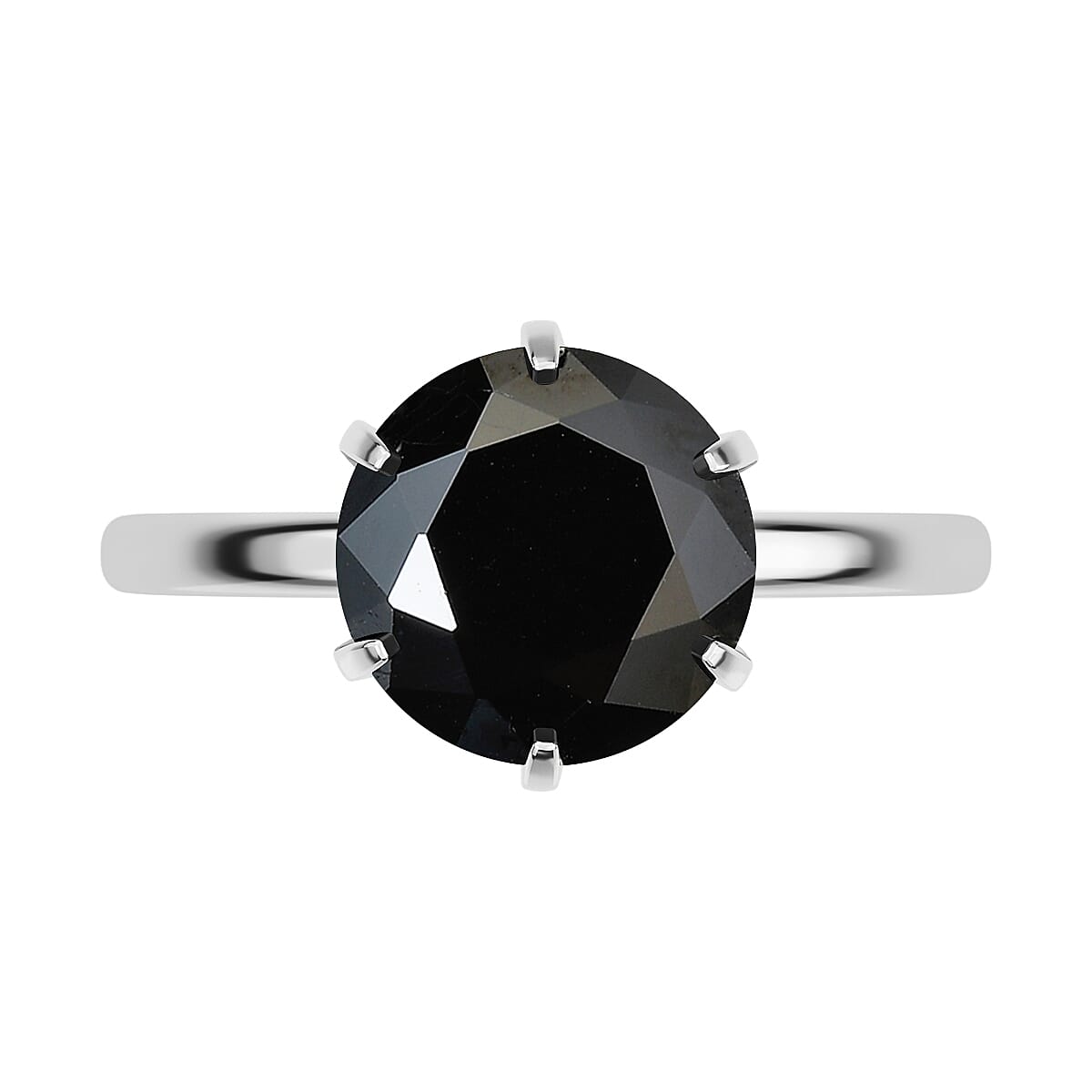 ELANZA Simulated Black Spinel Solitaire Ring in Sterling Silver
