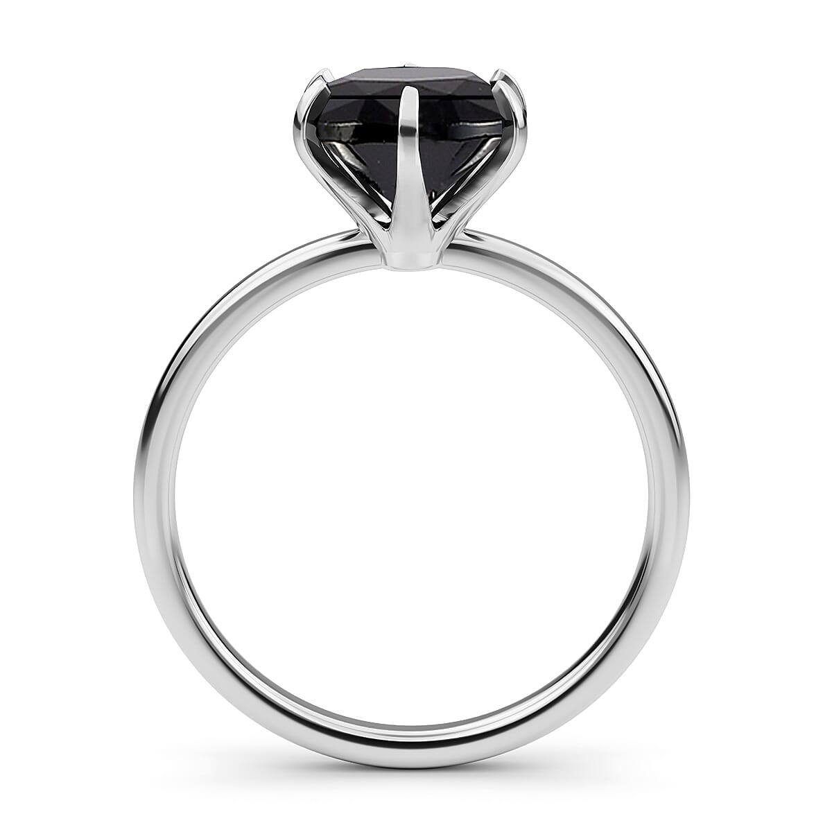 ELANZA Simulated Black Spinel Solitaire Ring in Sterling Silver