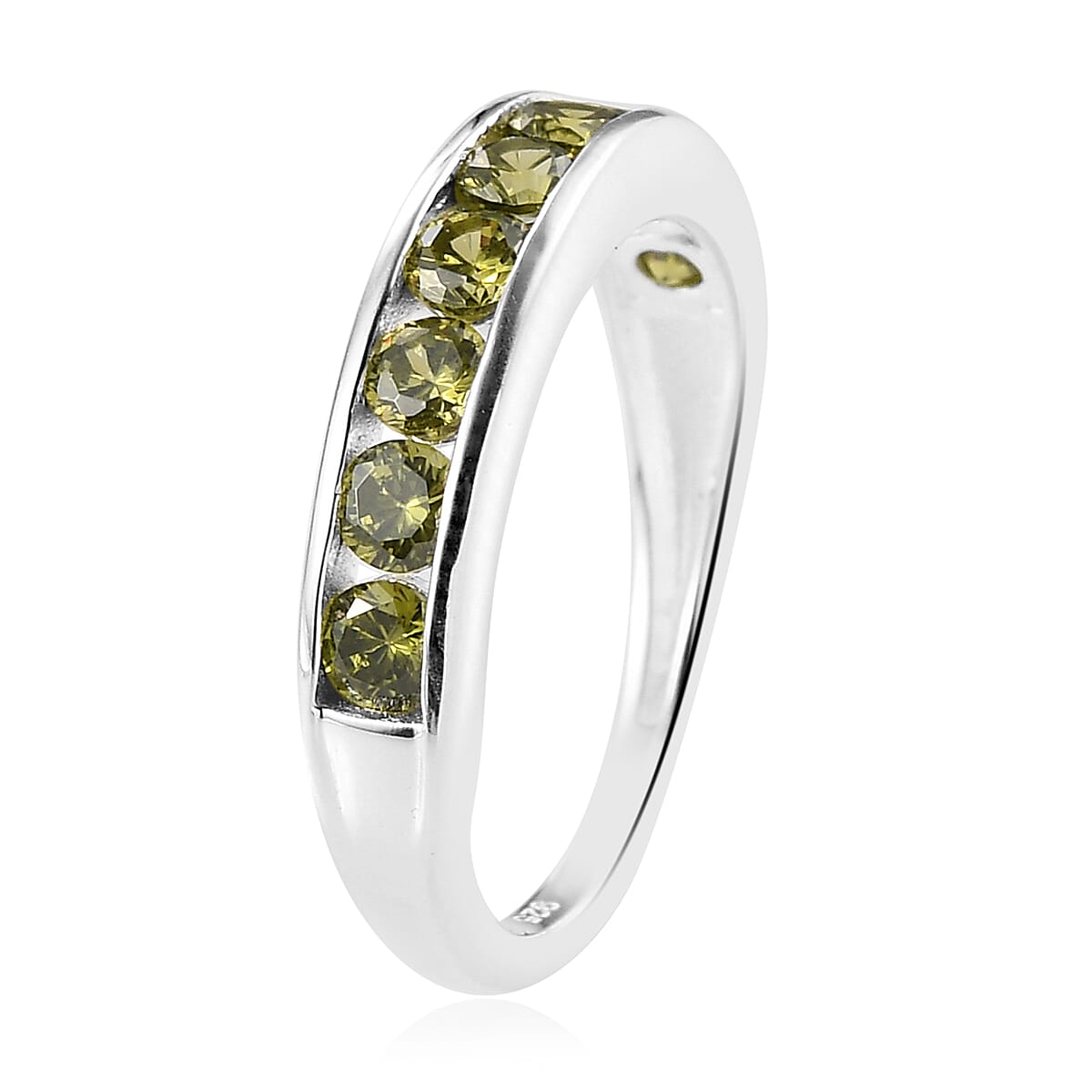 ELANZA AA Simulated Peridot Half Eternity Band Ring in Sterling Silver 1.15 Ct.