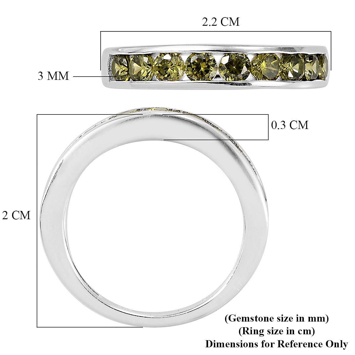 ELANZA AA Simulated Peridot Half Eternity Band Ring in Sterling Silver 1.15 Ct.