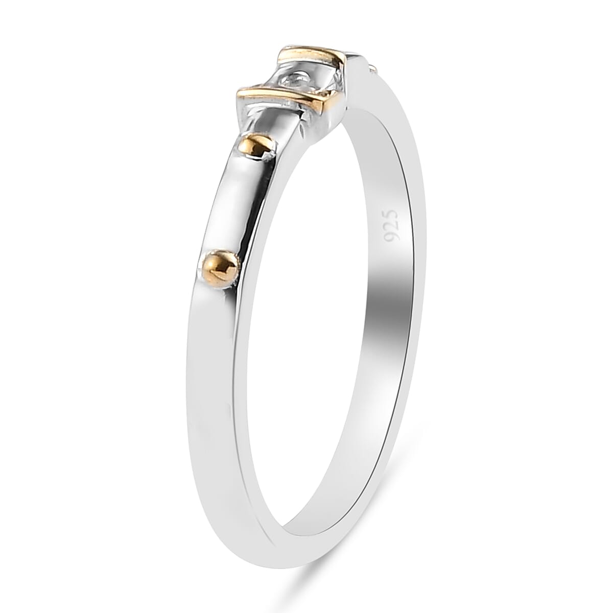 Platinum and Yellow Gold Overlay Sterling Silver Belt Buckle Band Ring