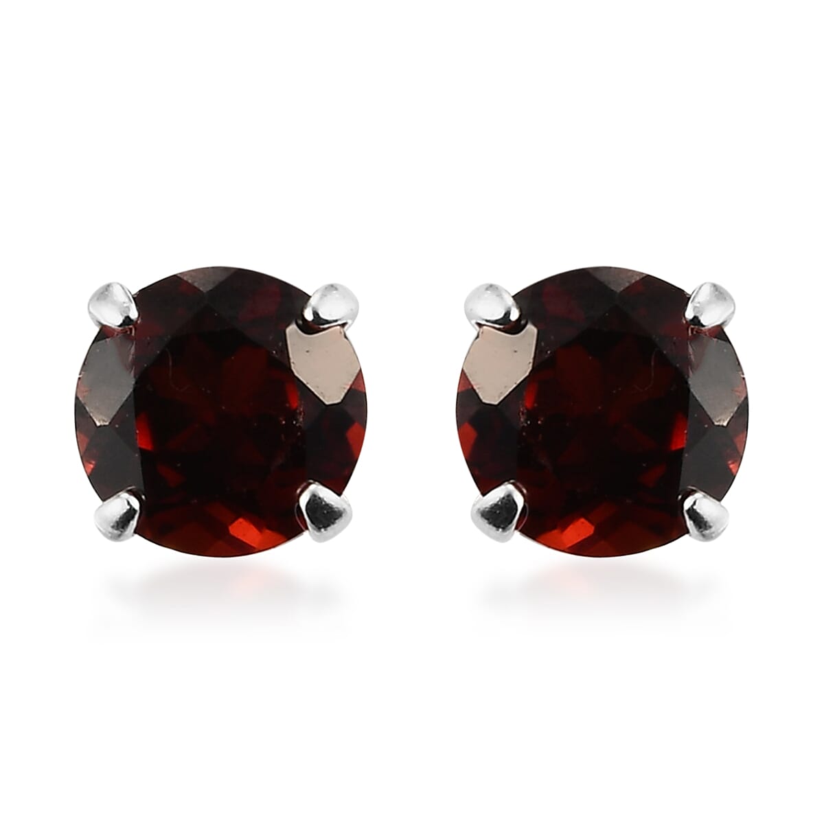 Set of 3 - Hebei Peridot, Mozambique Garnet, Brazilian Smoky Quartz Stud Earrings (with Push Back) in Sterling Silver
