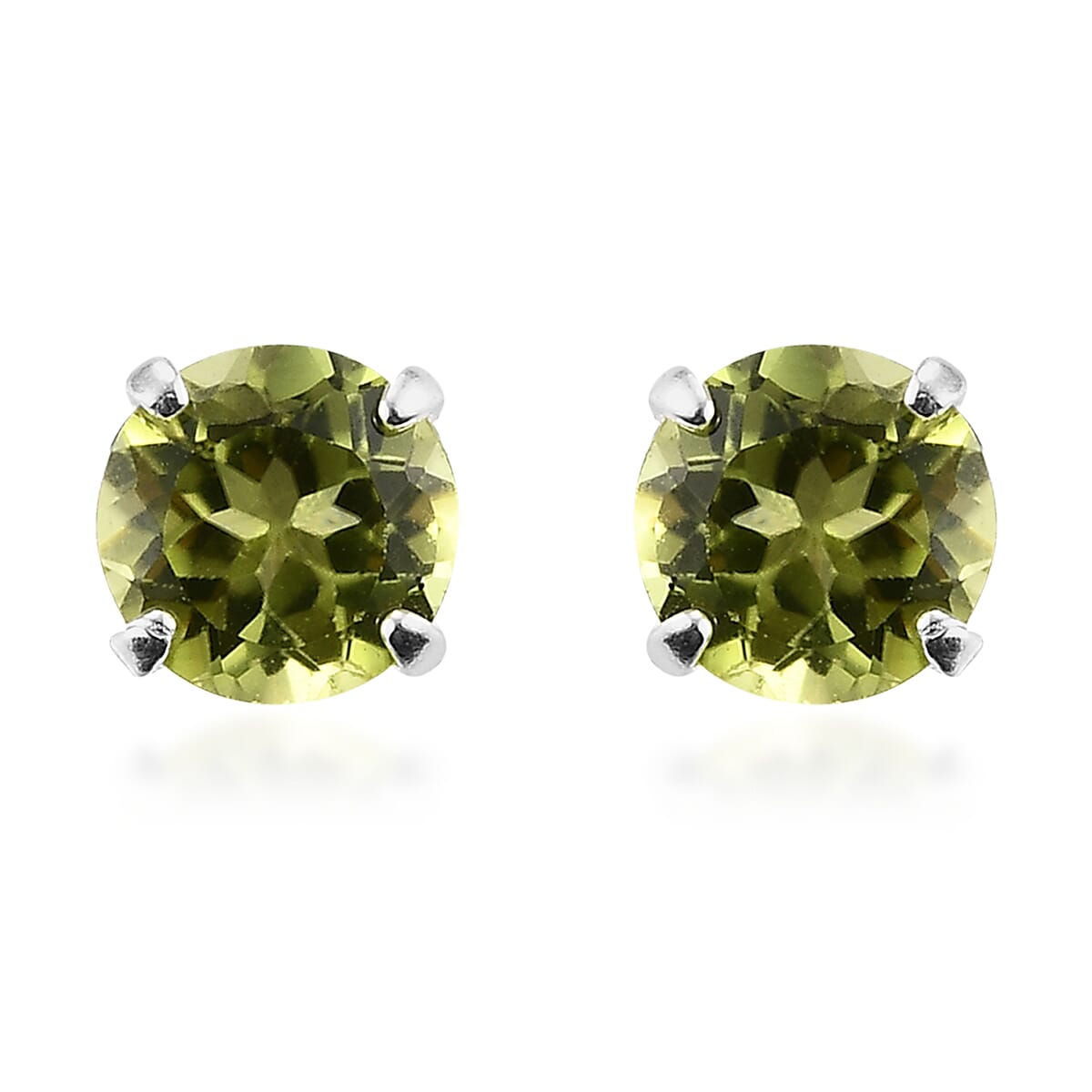 Set of 3 - Hebei Peridot, Mozambique Garnet, Brazilian Smoky Quartz Stud Earrings (with Push Back) in Sterling Silver
