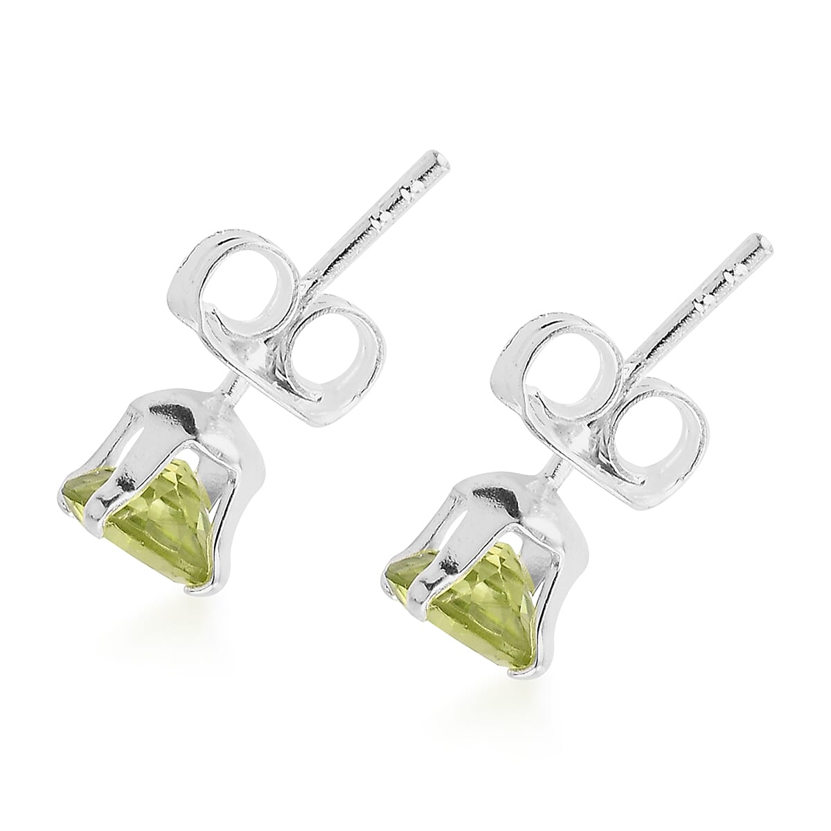 Set of 3 - Hebei Peridot, Mozambique Garnet, Brazilian Smoky Quartz Stud Earrings (with Push Back) in Sterling Silver