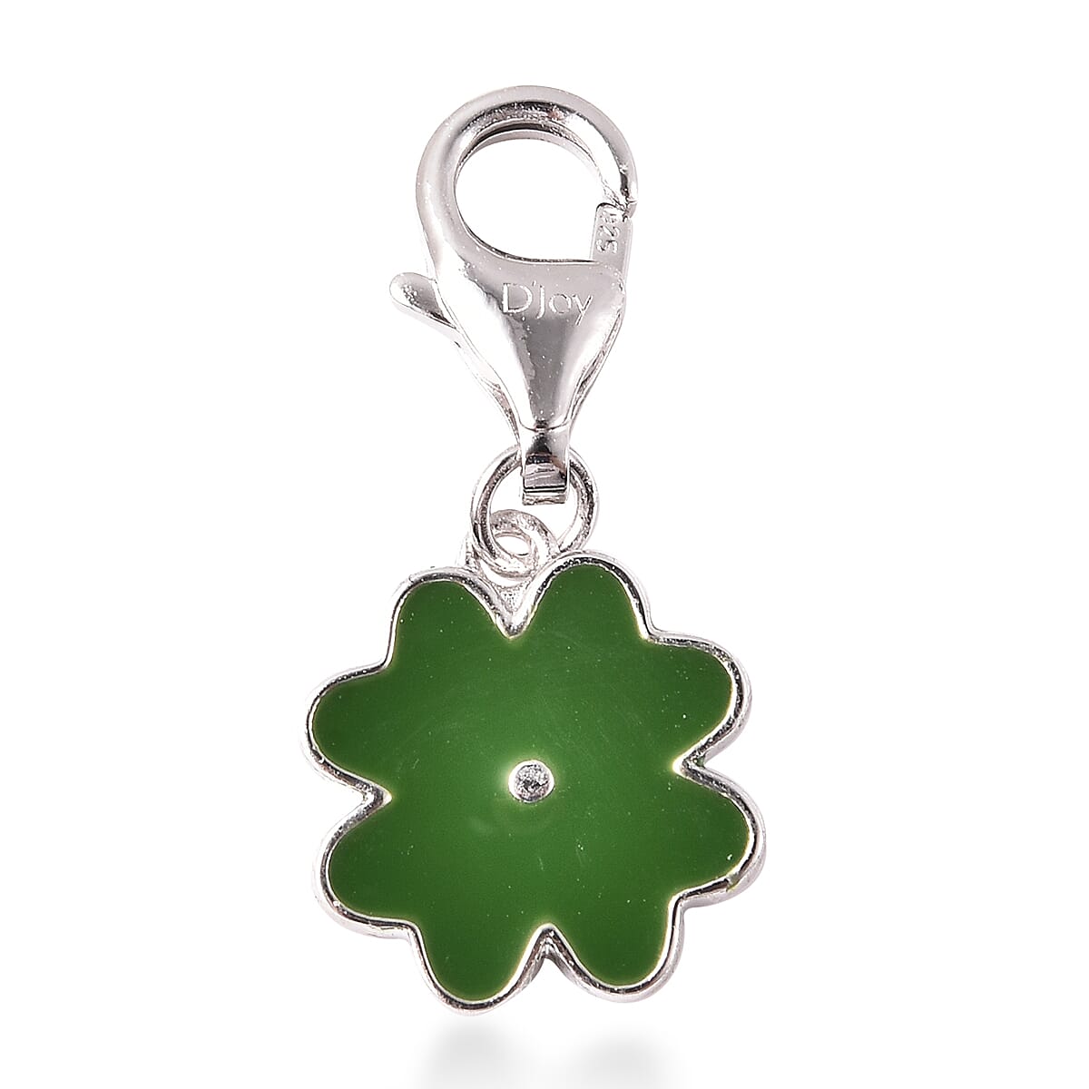 Charmes De Memoire Sterling Silver Green Enamelled Four Leaf Clover Charm