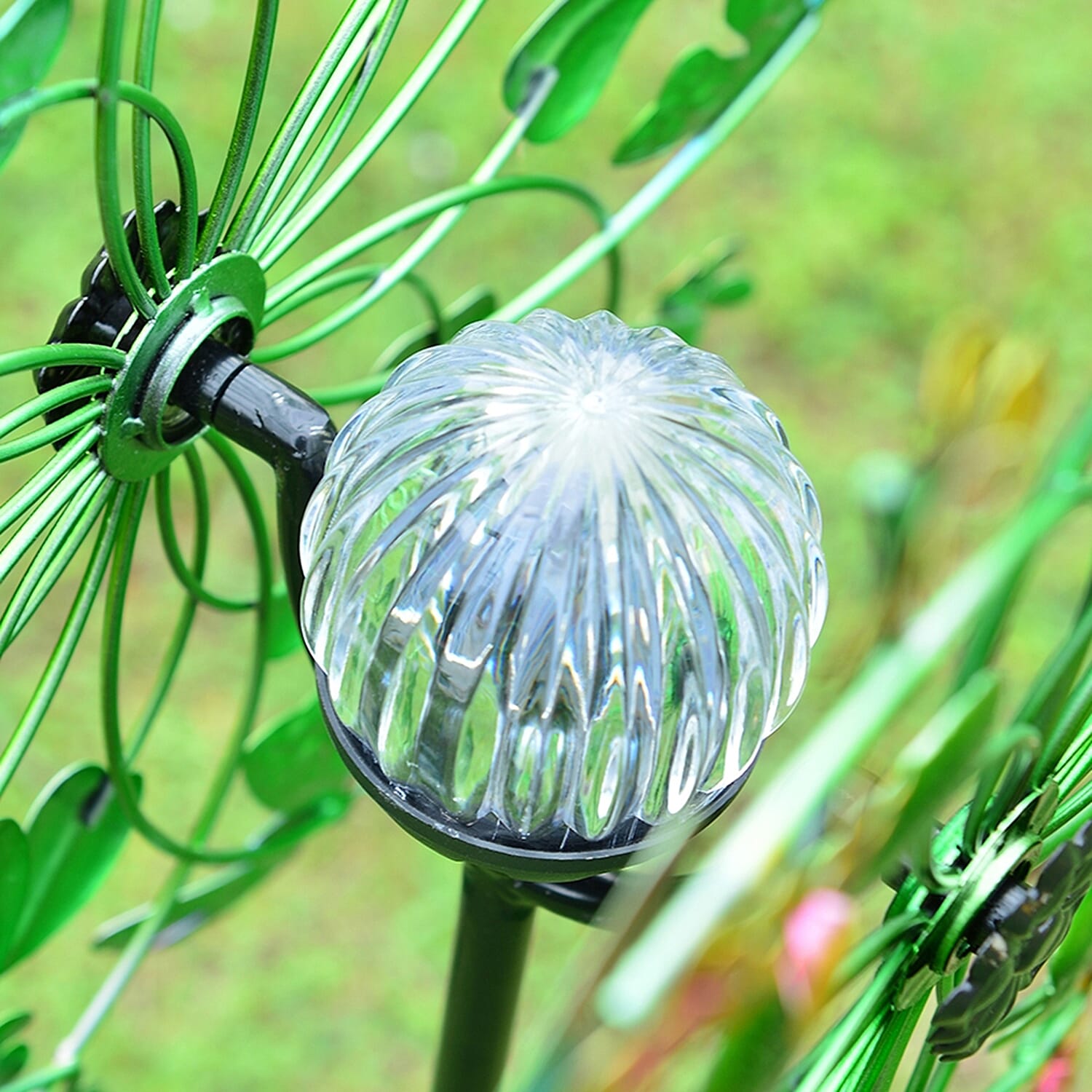 Hand Painted Multi Colour Butterfly Wind Spinner with Solar LED Light (Height 1.8 meter) - Multi