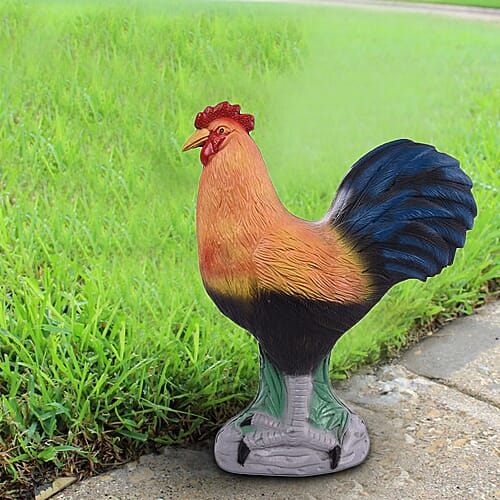 Cockerel Garden Decoration, Orange, Black and Blue