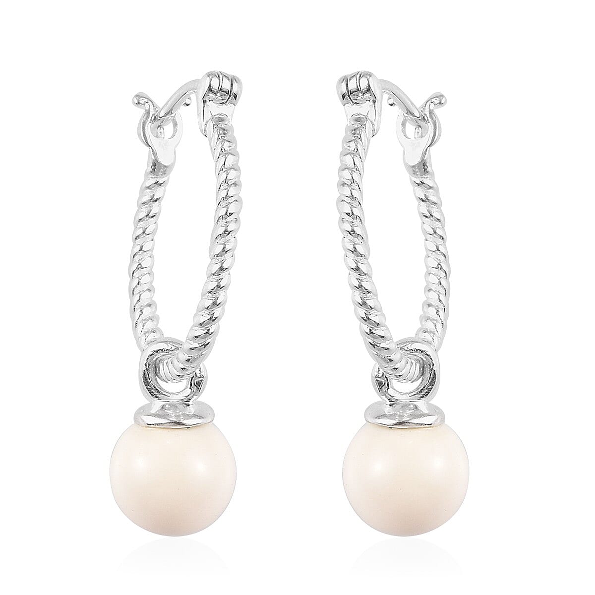 Lustro Stella Ivory Pearl  Crystal Pearl Earrings (with Clasp) in Sterling Silver