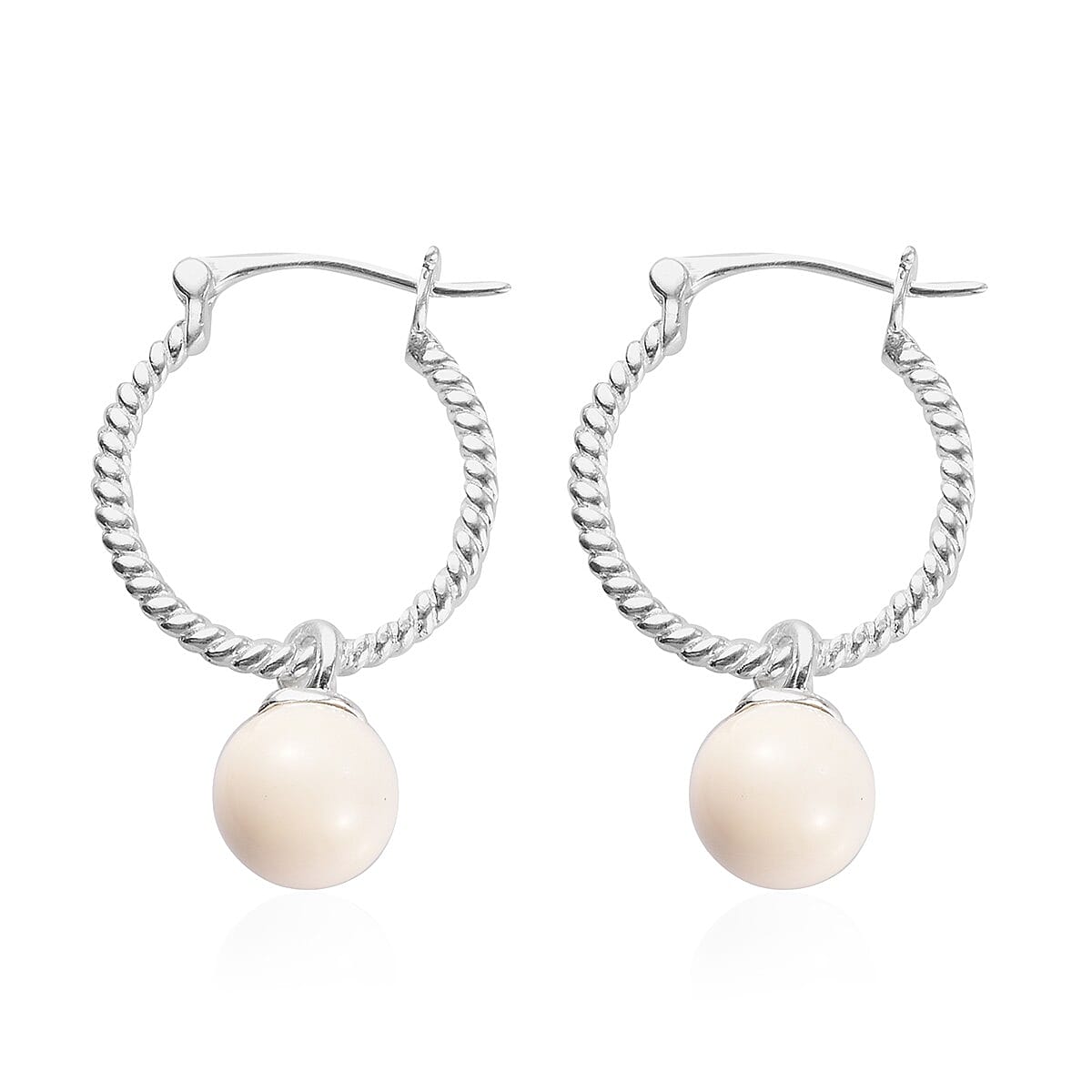 Lustro Stella Ivory Pearl  Crystal Pearl Earrings (with Clasp) in Sterling Silver