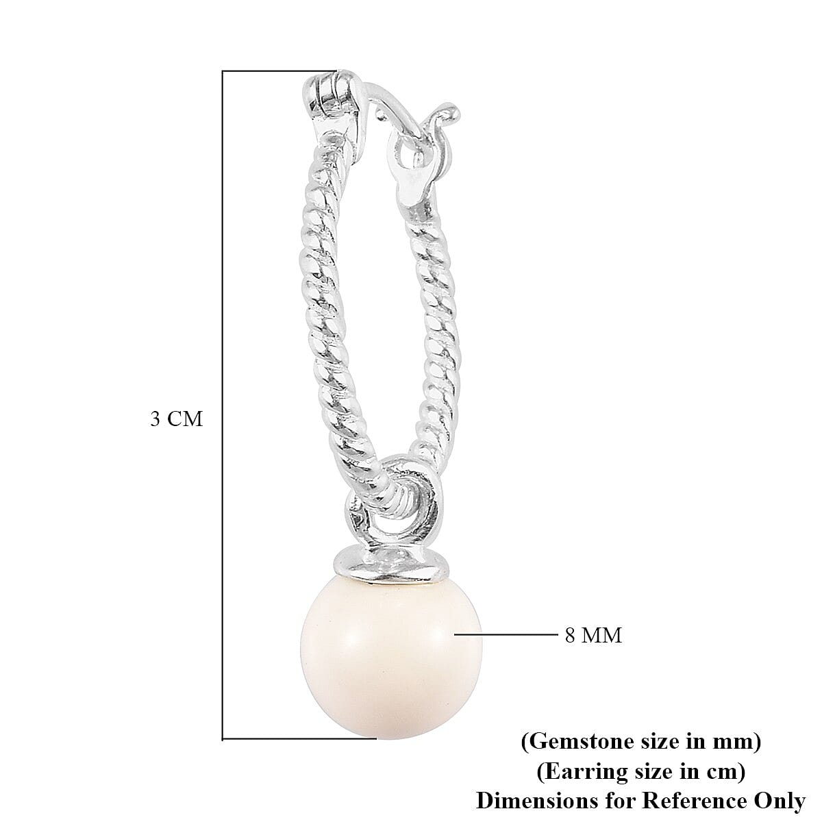 Lustro Stella Ivory Pearl  Crystal Pearl Earrings (with Clasp) in Sterling Silver