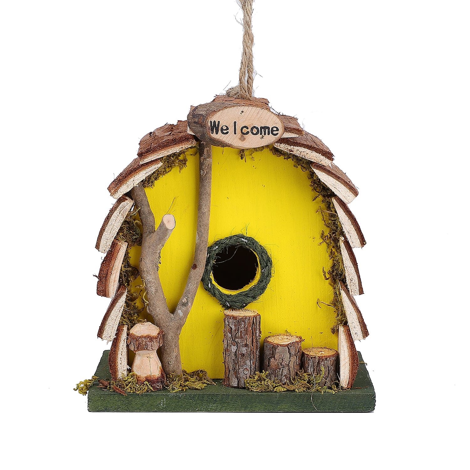 Handmade Wooden Birds House - Yellow