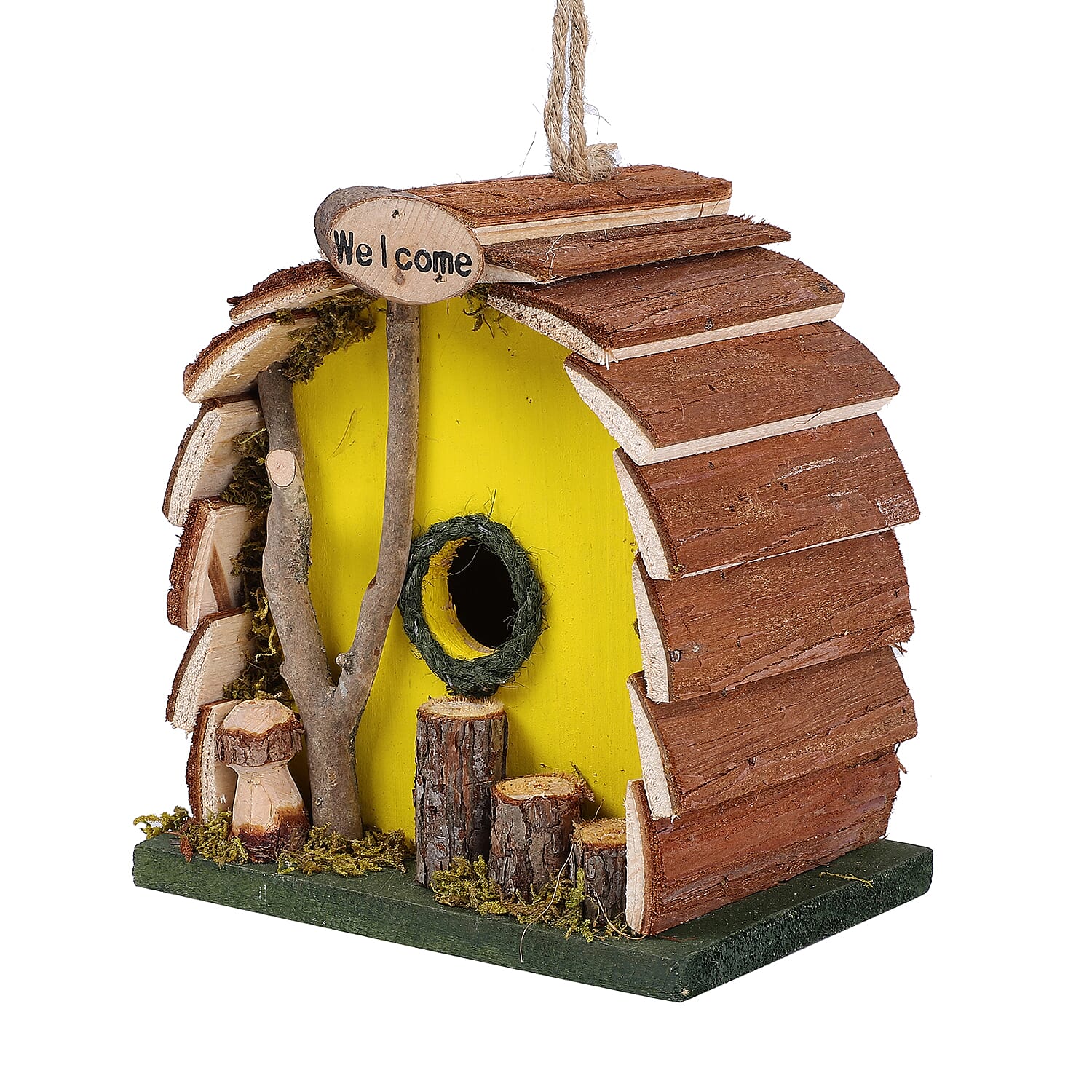 Handmade Wooden Birds House - Yellow