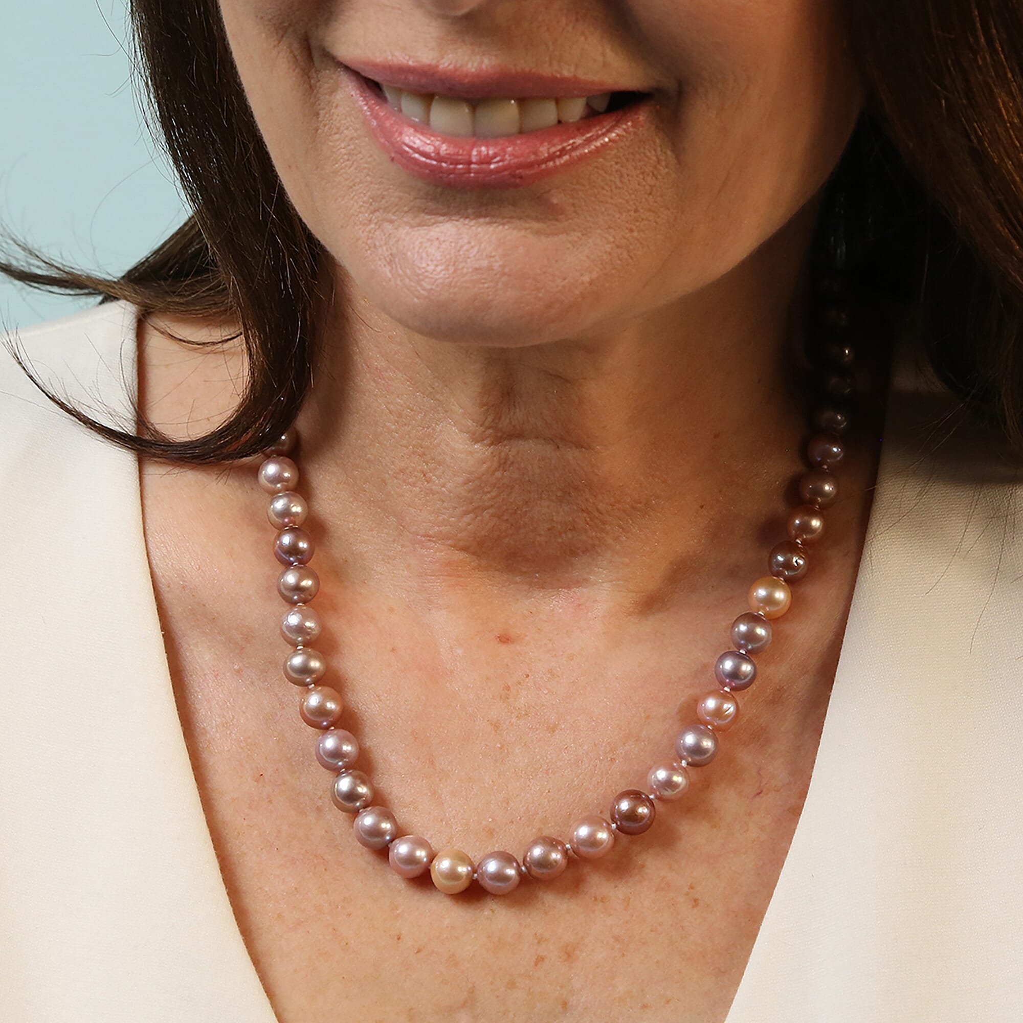 Multi Colour Edison Pearl and Chrome Diopside Necklace (Size20) with Dragon Lock in Yellow Gold Overlay Sterling Silver