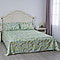 Serenity Night 4 Piece Set Leaf Vine Printed Microfibre 1 Flat Sheet 1 Fitted Sheet and 2 Pillowcase Light Green