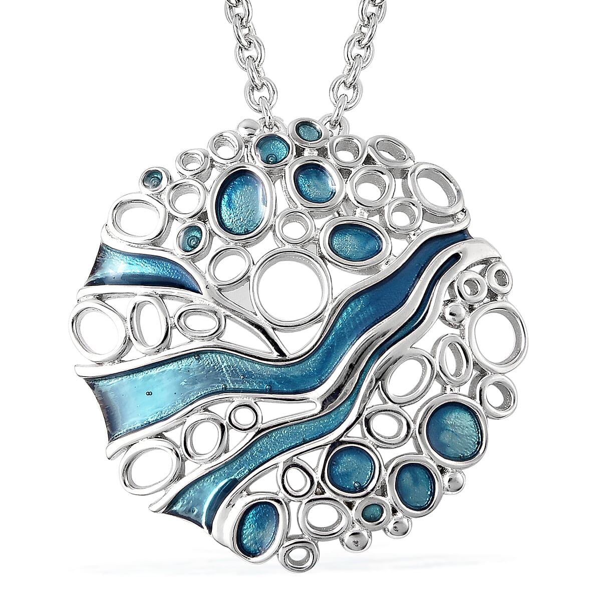 Isabella Liu Arctic Collection - Rhodium Overlay Sterling Silver Enamelled Pendant with Chain (Size 18)