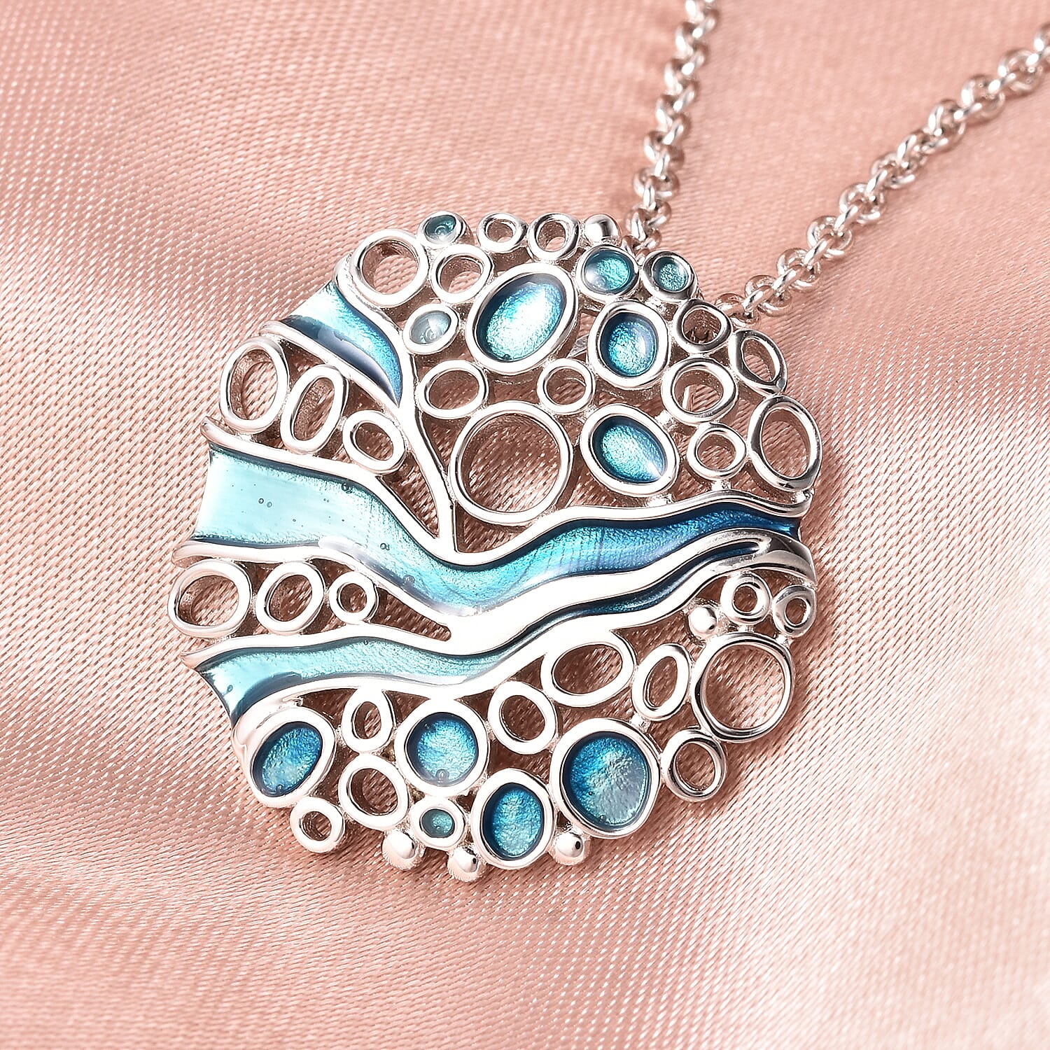 Isabella Liu Arctic Collection - Rhodium Overlay Sterling Silver Enamelled Pendant with Chain (Size 18)