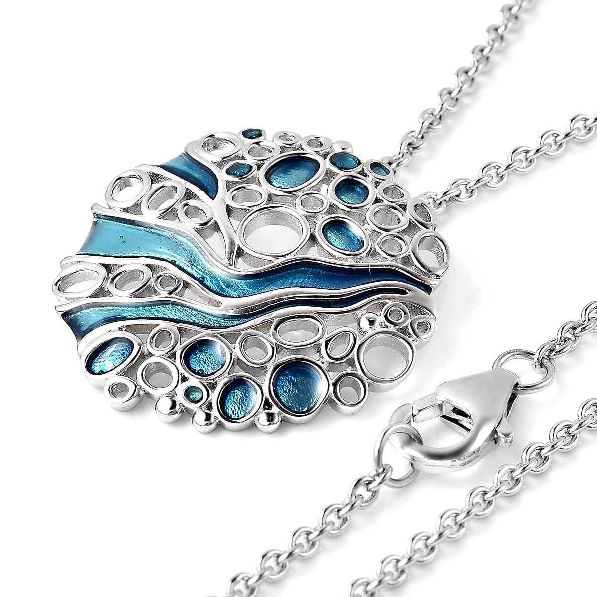 Isabella Liu Arctic Collection - Rhodium Overlay Sterling Silver Enamelled Pendant with Chain (Size 18)