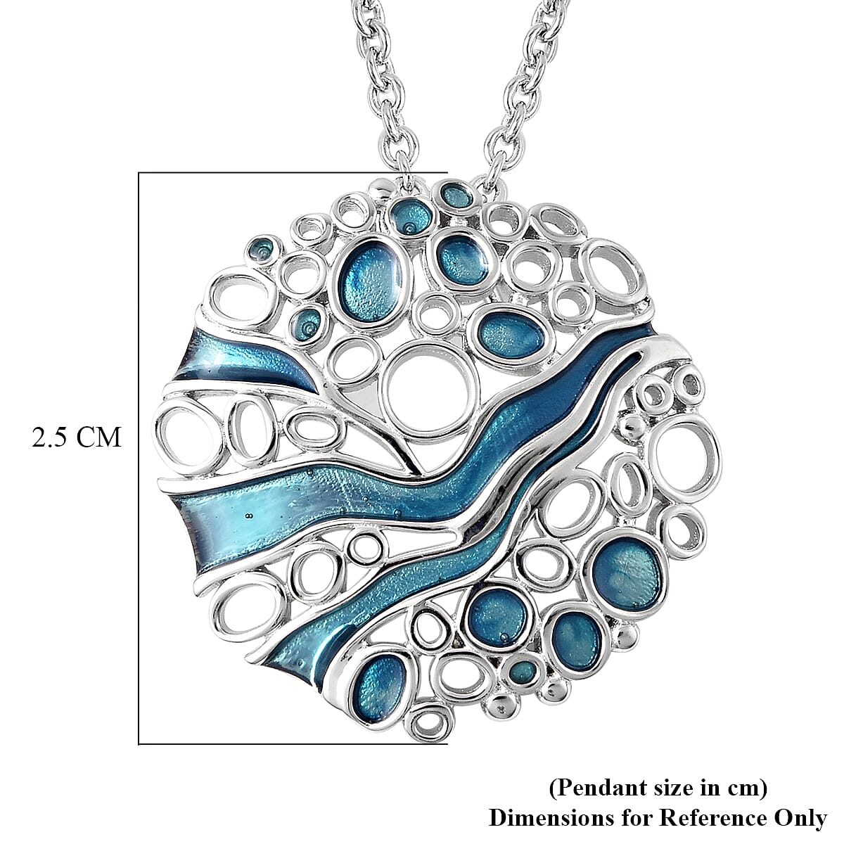 Isabella Liu Arctic Collection - Rhodium Overlay Sterling Silver Enamelled Pendant with Chain (Size 18)