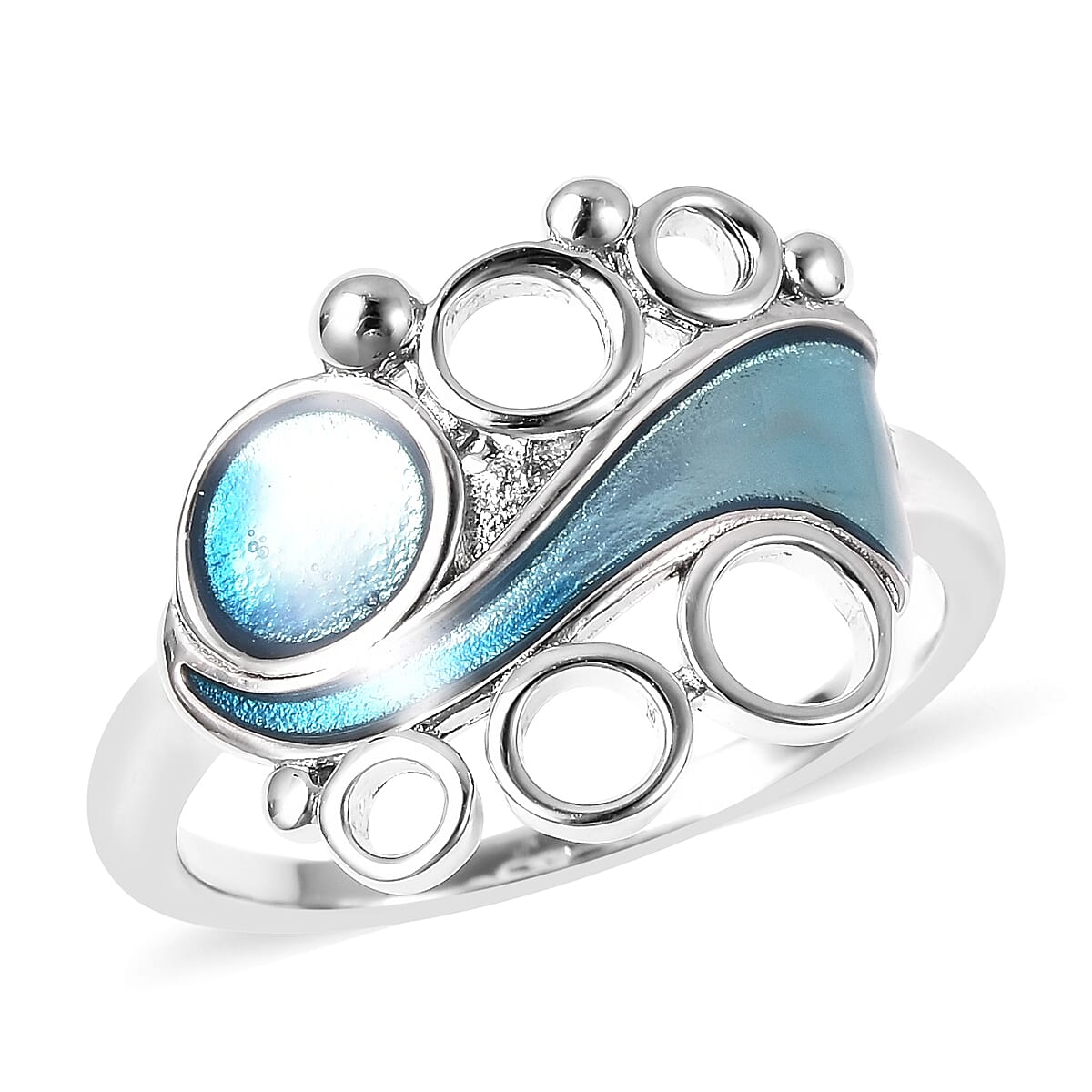Designer Inspired Enamelled Ring in Sterling Silver