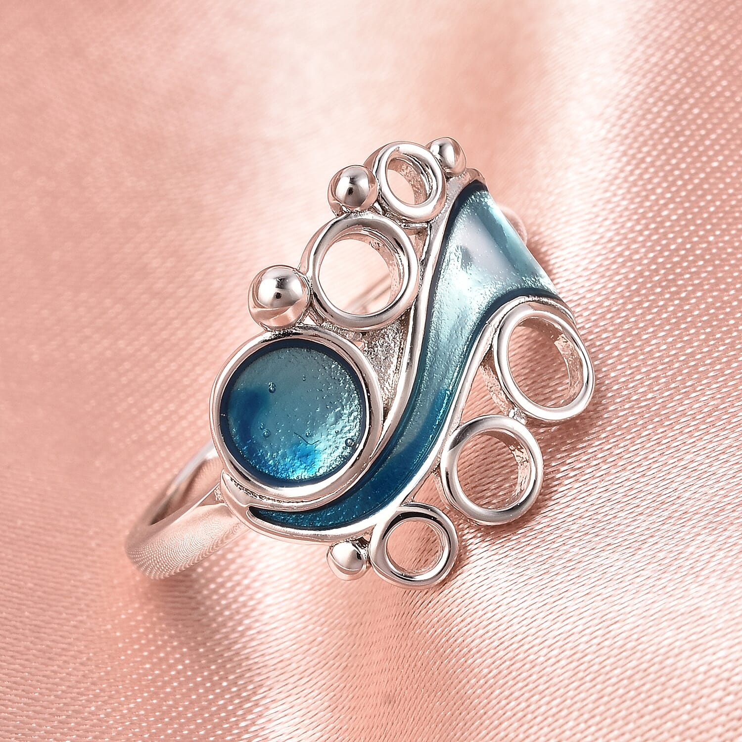 Designer Inspired Enamelled Ring in Sterling Silver