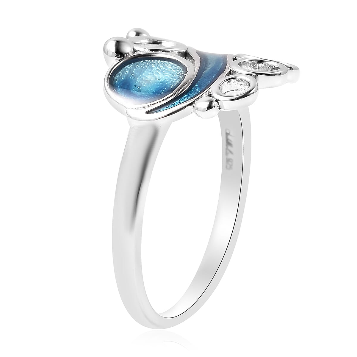 Designer Inspired Enamelled Ring in Sterling Silver