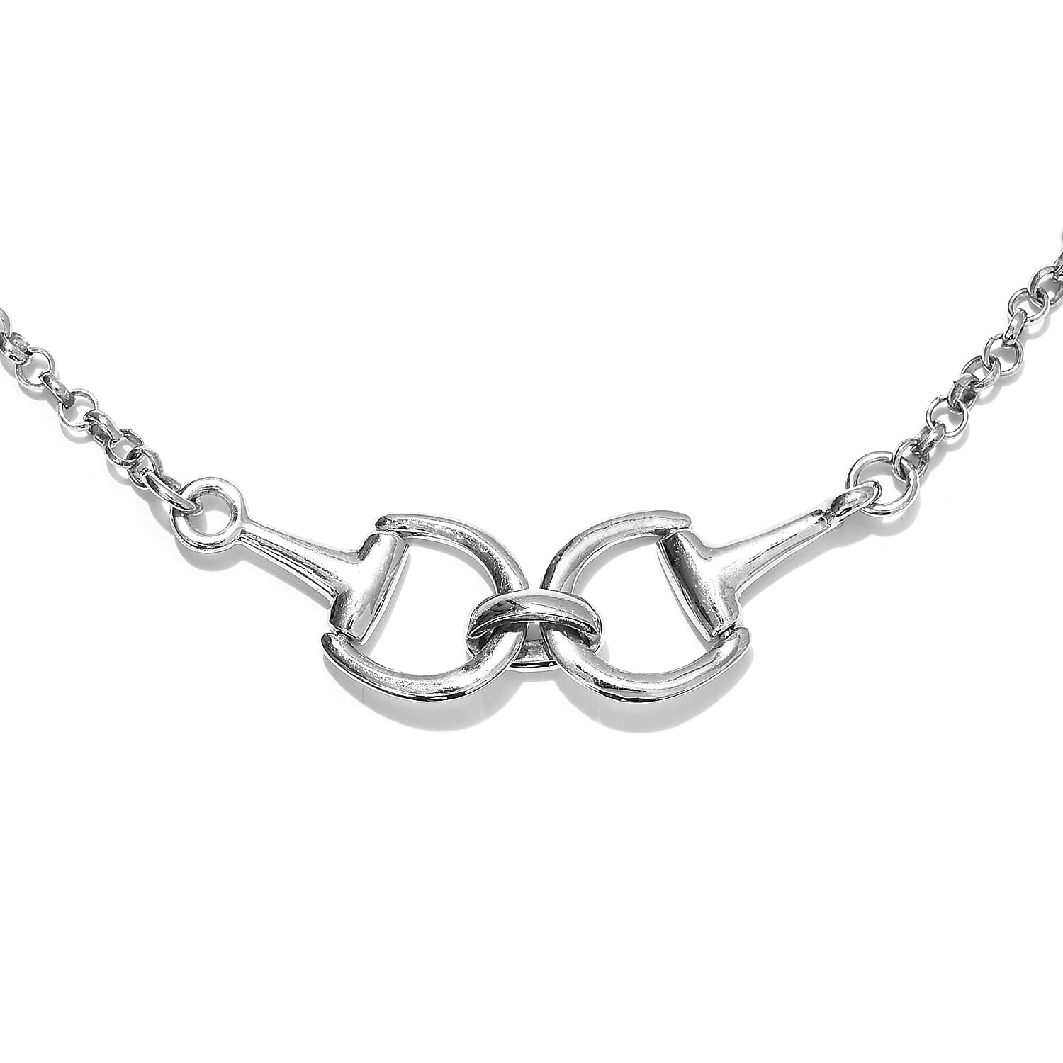 Sundays Child Platinum Overlay Sterling Silver Snaffle Design Necklace (Size 30)