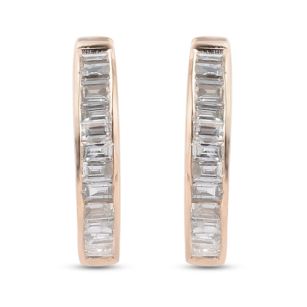 9K Yellow Gold SGL Certified Diamond (I3/G-H) In Out Hoop Earrings (with Clasp) 1.00 Ct.