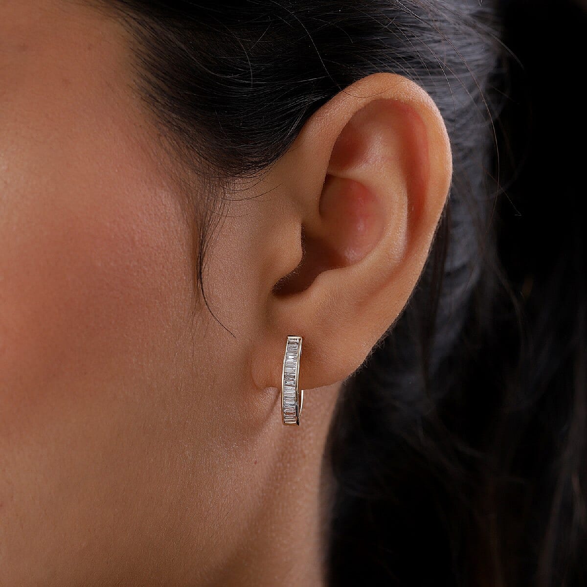 9K Yellow Gold SGL Certified Diamond (I3/G-H) In Out Hoop Earrings (with Clasp) 1.00 Ct.