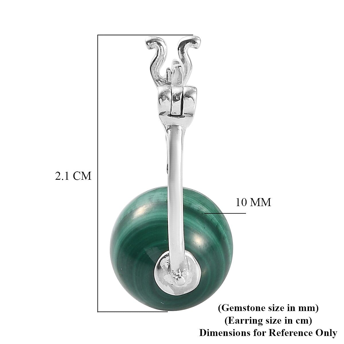 Malachite Hoop Earrings (with Clasp) in Sterling Silver 21.83 Ct