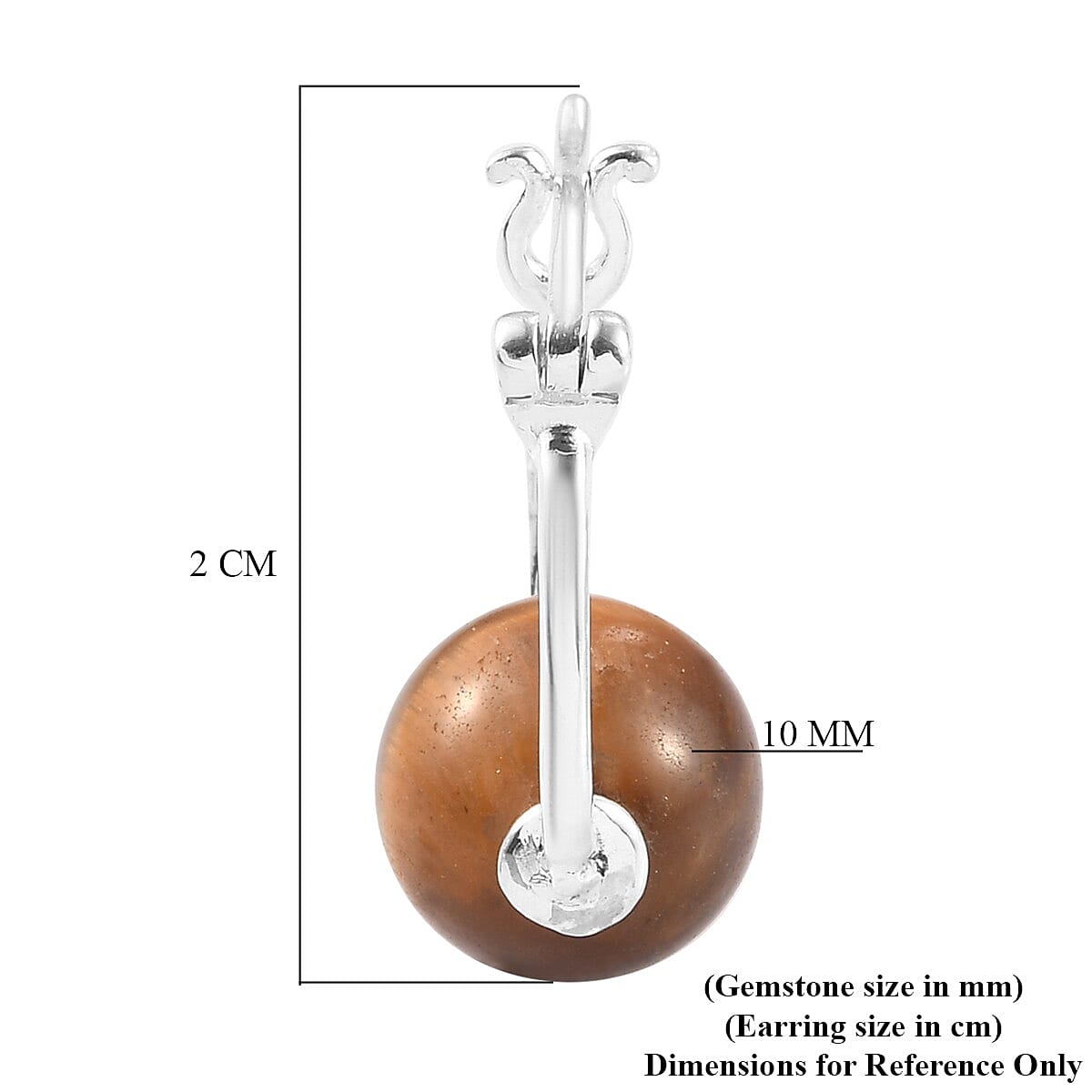 Tigers Eye Hoop Earrings (with Clasp) in Sterling Silver 15.27 Ct