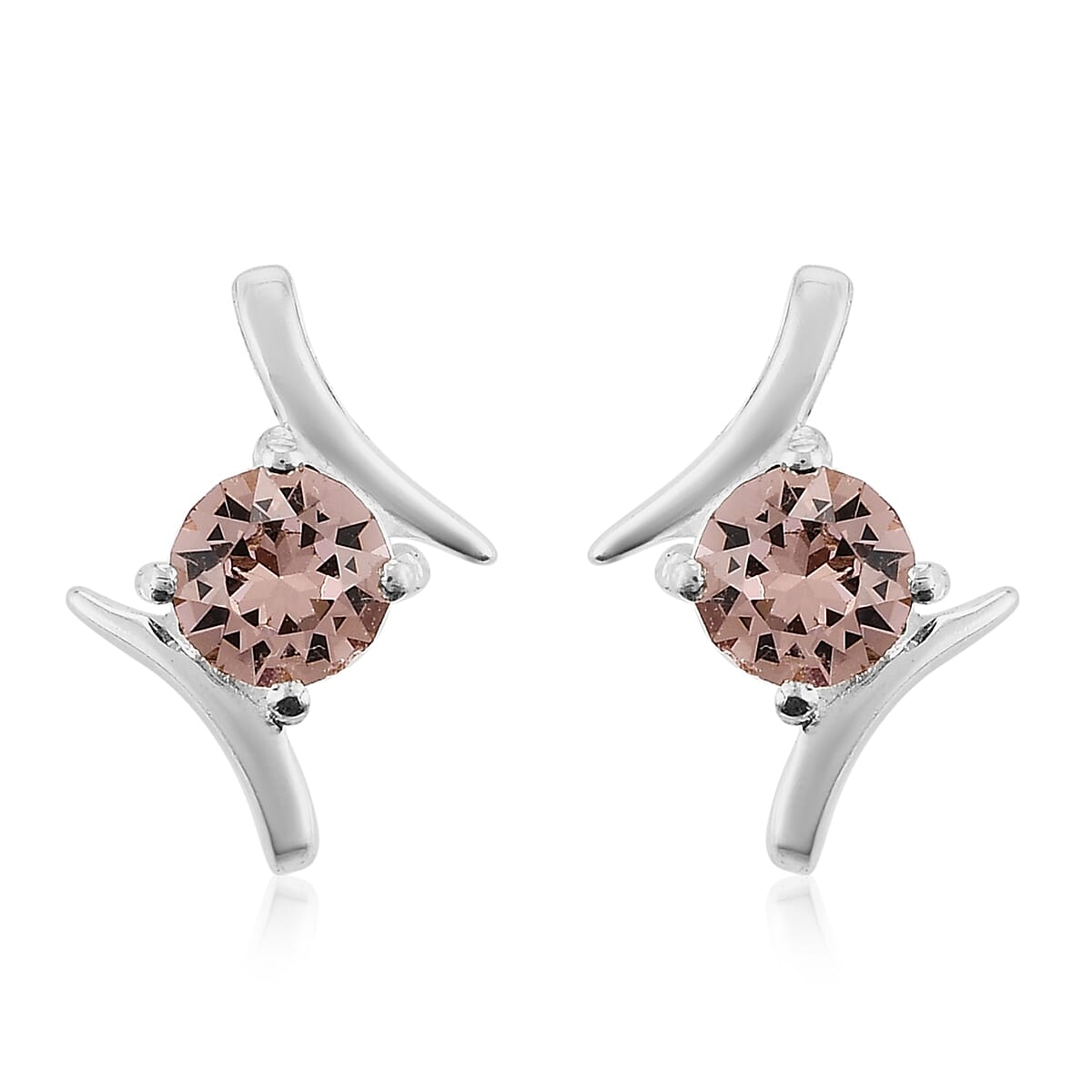 Lustro Stella Rose Colour Crystal Earrings in Sterling Silver