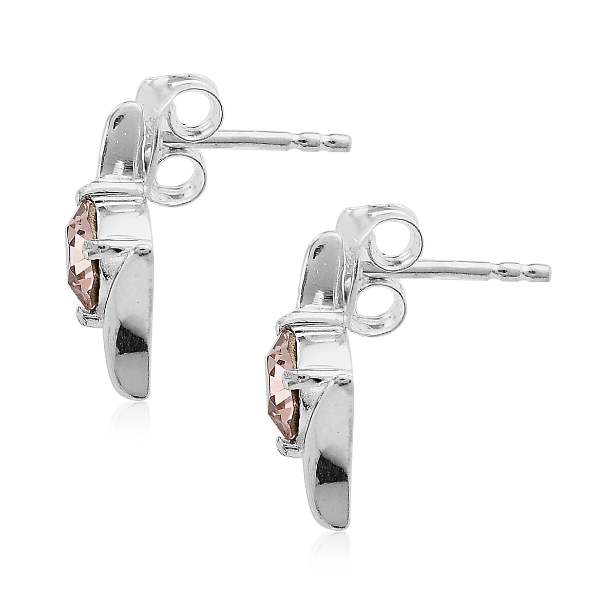 Lustro Stella Rose Colour Crystal Earrings in Sterling Silver