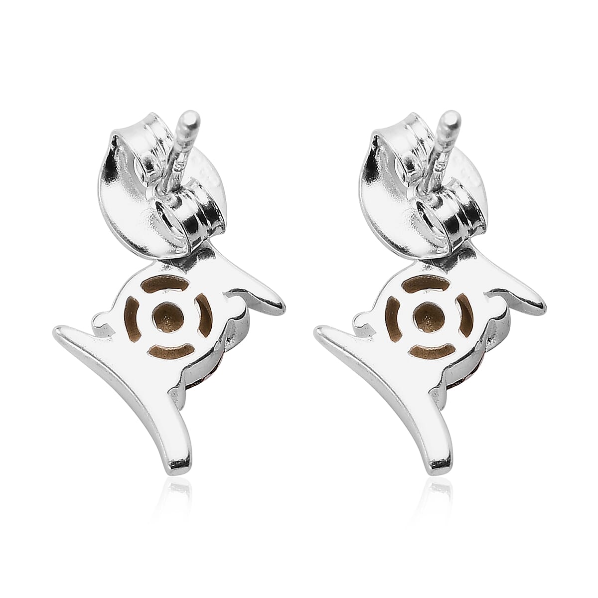 Lustro Stella Rose Colour Crystal Earrings in Sterling Silver