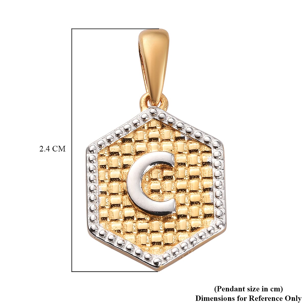 Yellow Gold and Platinum Overlay Sterling Silver Initial letter C Pendant