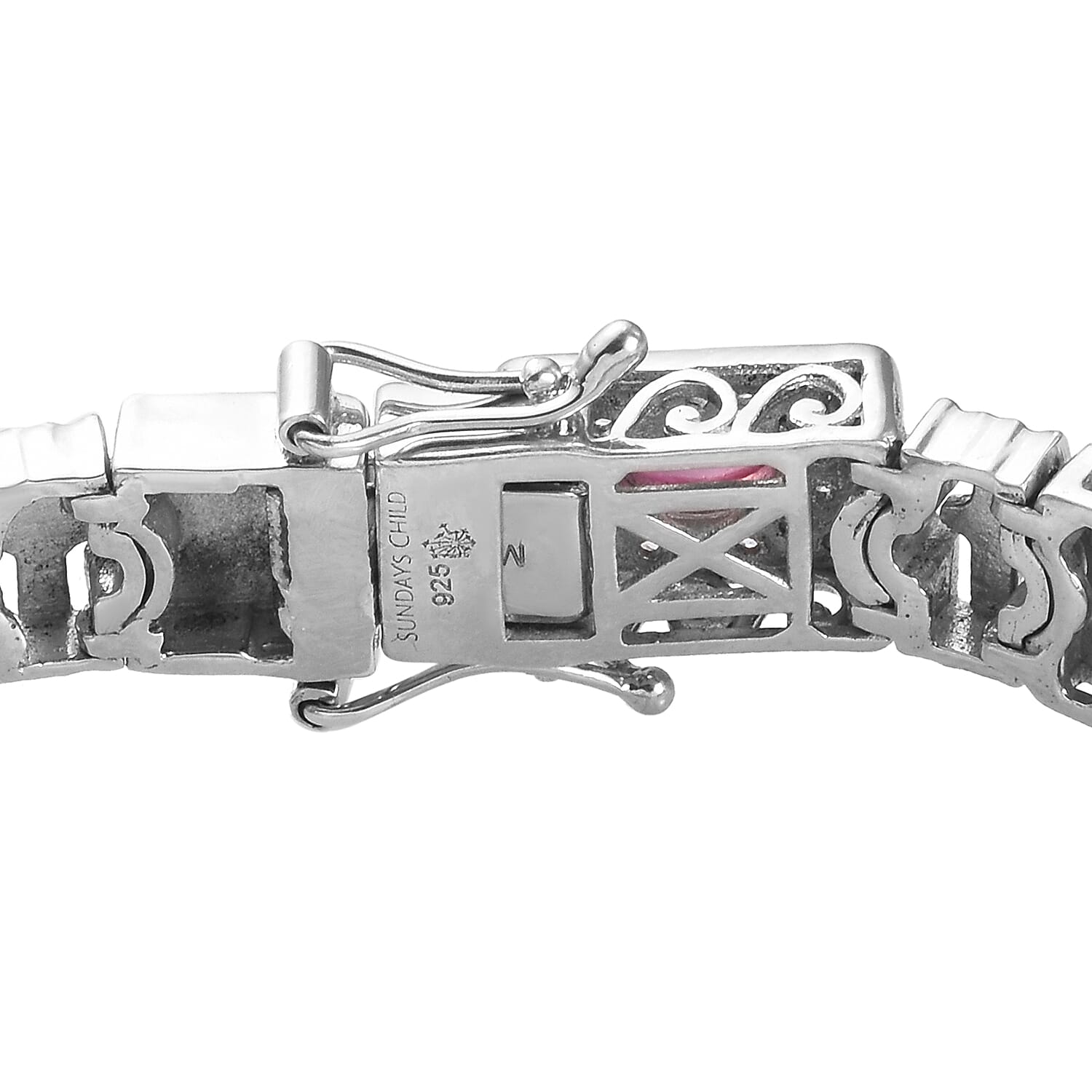 Sundays Child - African Ruby (FF) and Natural Zircon Bracelet (Size 7.5) in Platinum Overlay Sterling Silver 11.50 Ct, Silver Wt 21.00 Gms