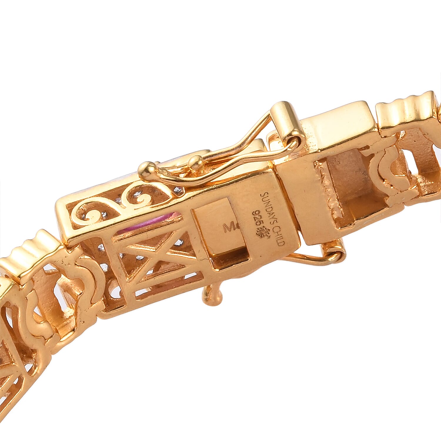 Sundays Child - African Ruby & Natural Cambodian Zircon Bracelet (Size 7.5) in 14K Gold & Platinum Overlay Sterling Silver 11.50 Ct, Silver wt. 21.00 Gms.