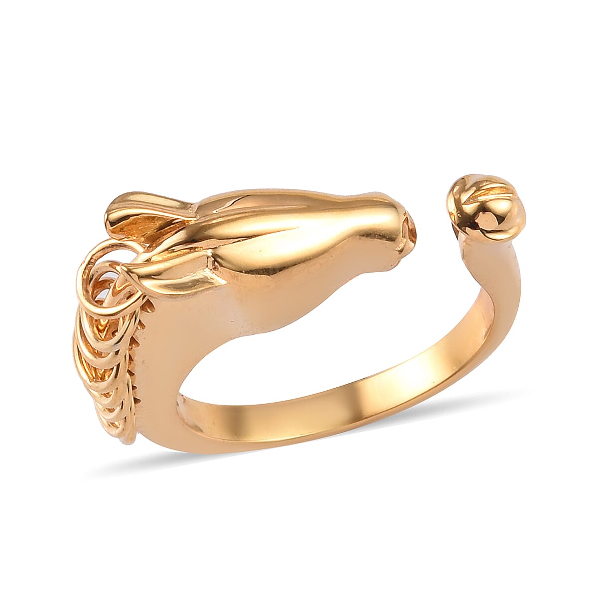 Sundays Child - 14K Gold Overlay Sterling Silver Horse Head Ring, Silver wt. 5.00 Gms