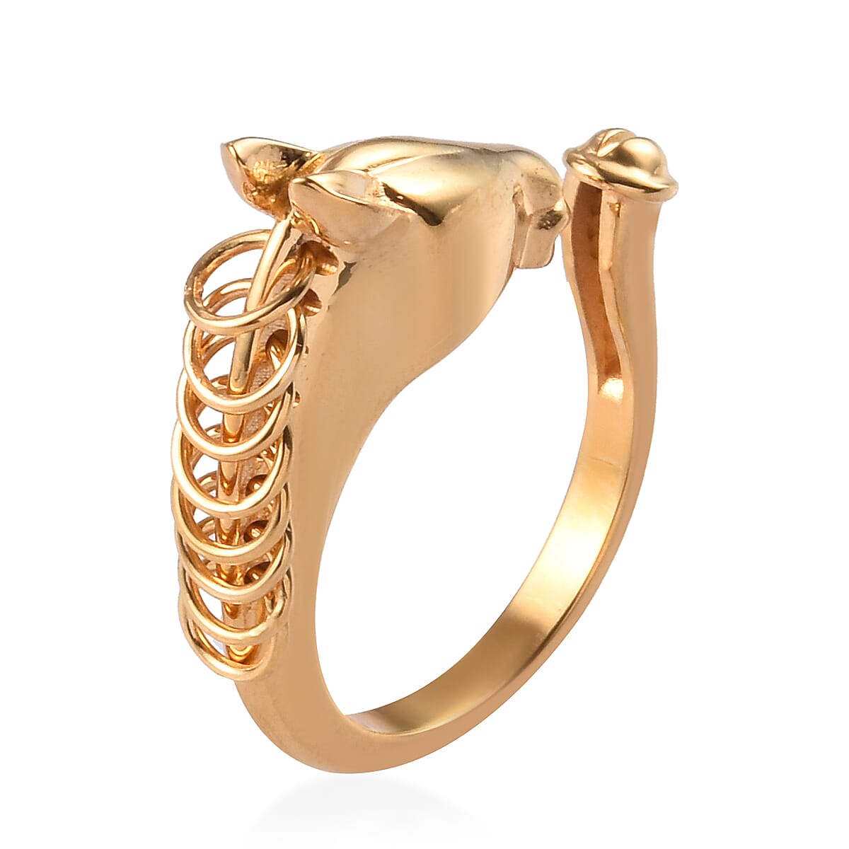 Sundays Child - 14K Gold Overlay Sterling Silver Horse Head Ring, Silver wt. 5.00 Gms