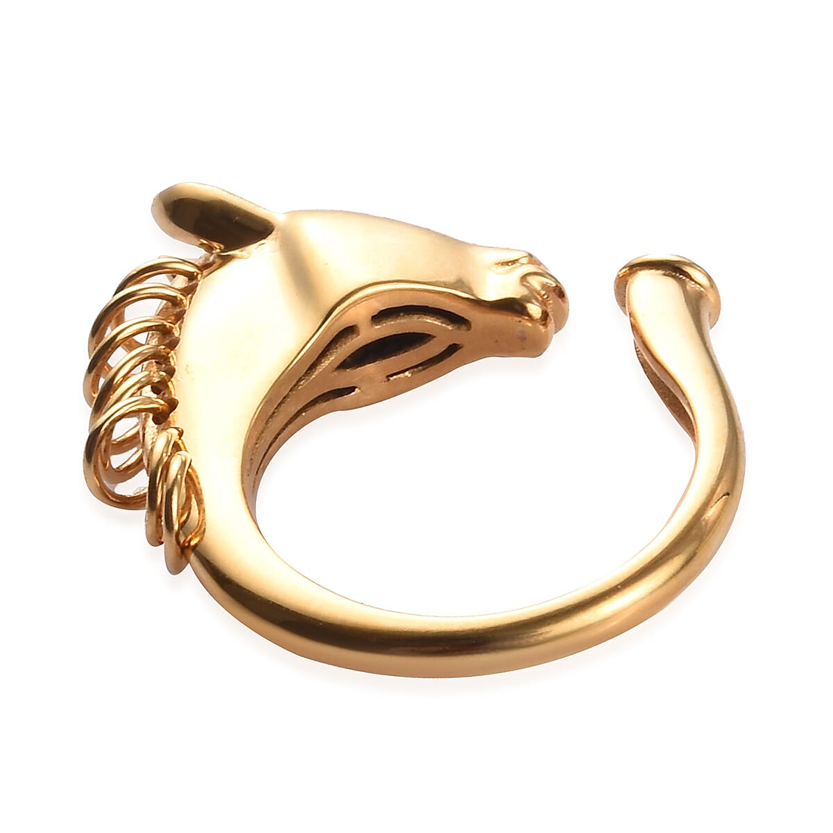 Sundays Child - 14K Gold Overlay Sterling Silver Horse Head Ring, Silver wt. 5.00 Gms
