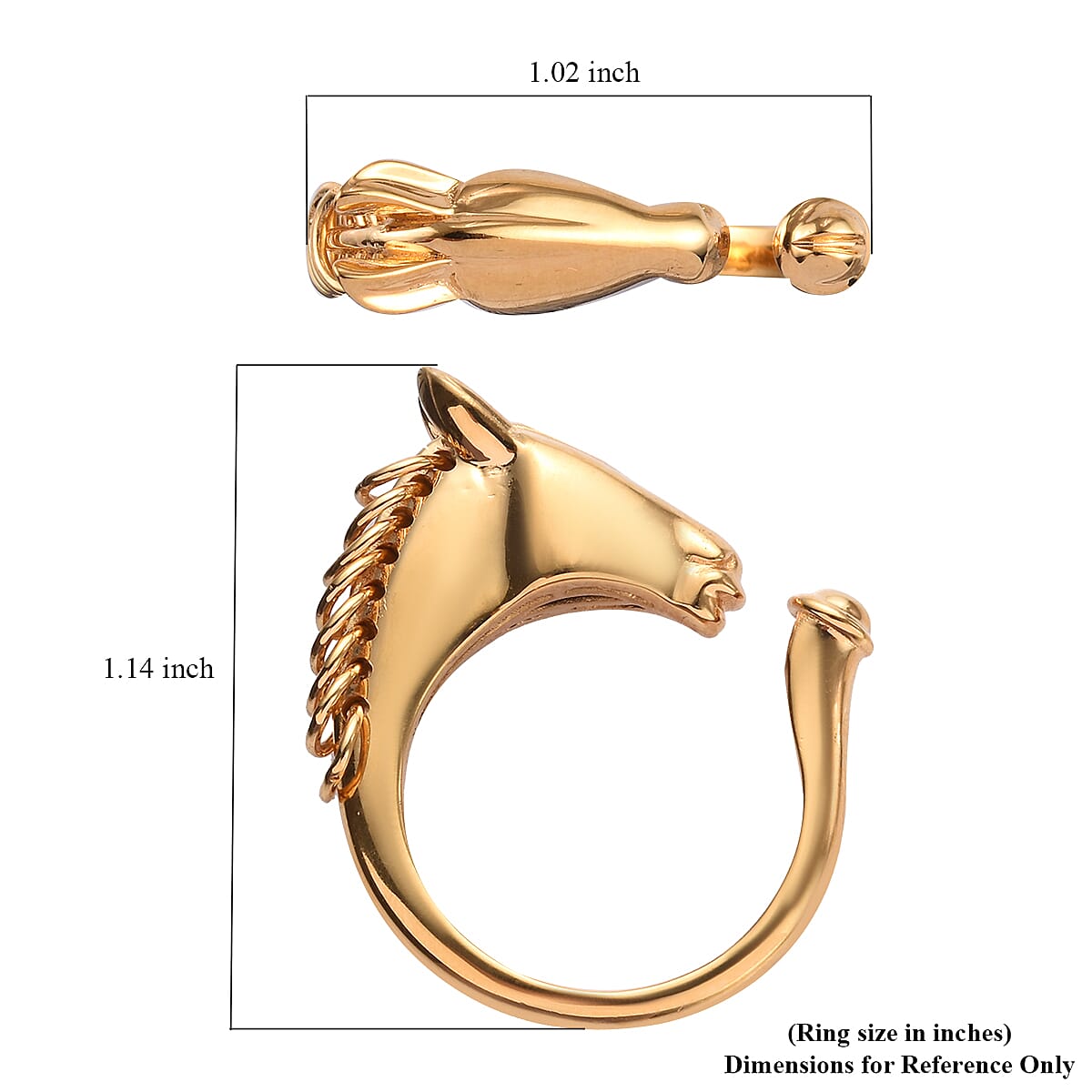 Sundays Child - 14K Gold Overlay Sterling Silver Horse Head Ring, Silver wt. 5.00 Gms