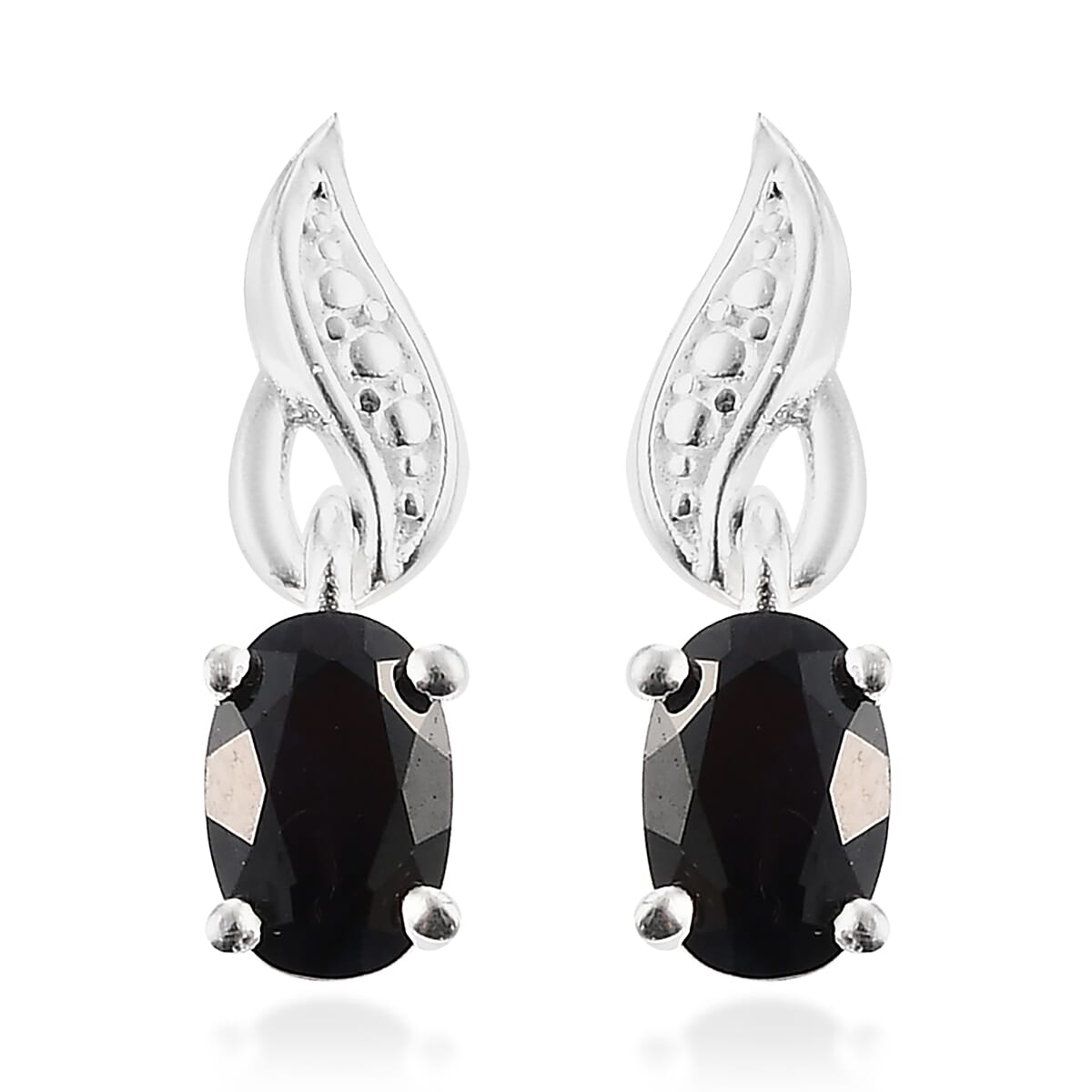 Black Sapphire Dangling Earring in Sterling Silver