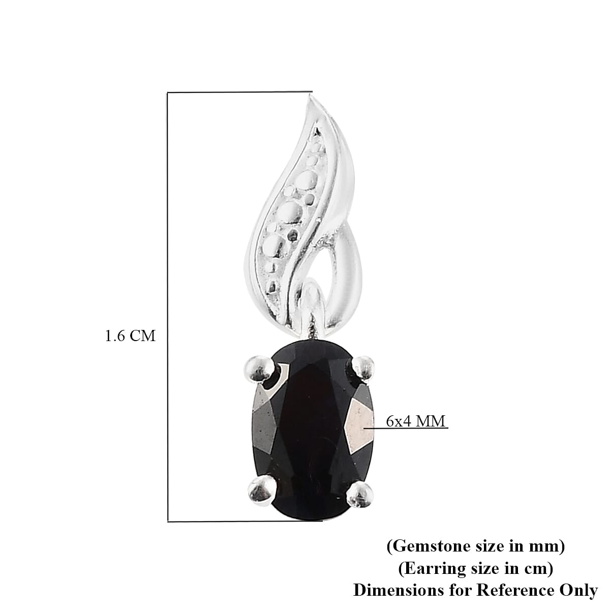 Black Sapphire Dangling Earring in Sterling Silver