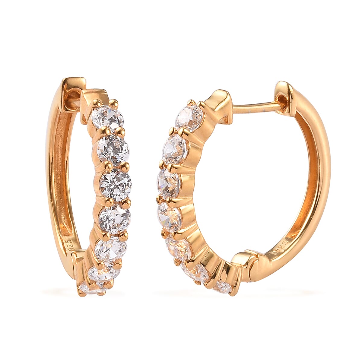 Lustro Stella 14K Gold Overlay Sterling Silver Hoop Earrings Made with Finest CZ 5.25 Ct.