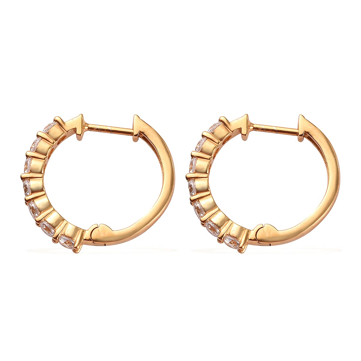 Lustro Stella 14K Gold Overlay Sterling Silver Hoop Earrings Made with Finest CZ 5.25 Ct.