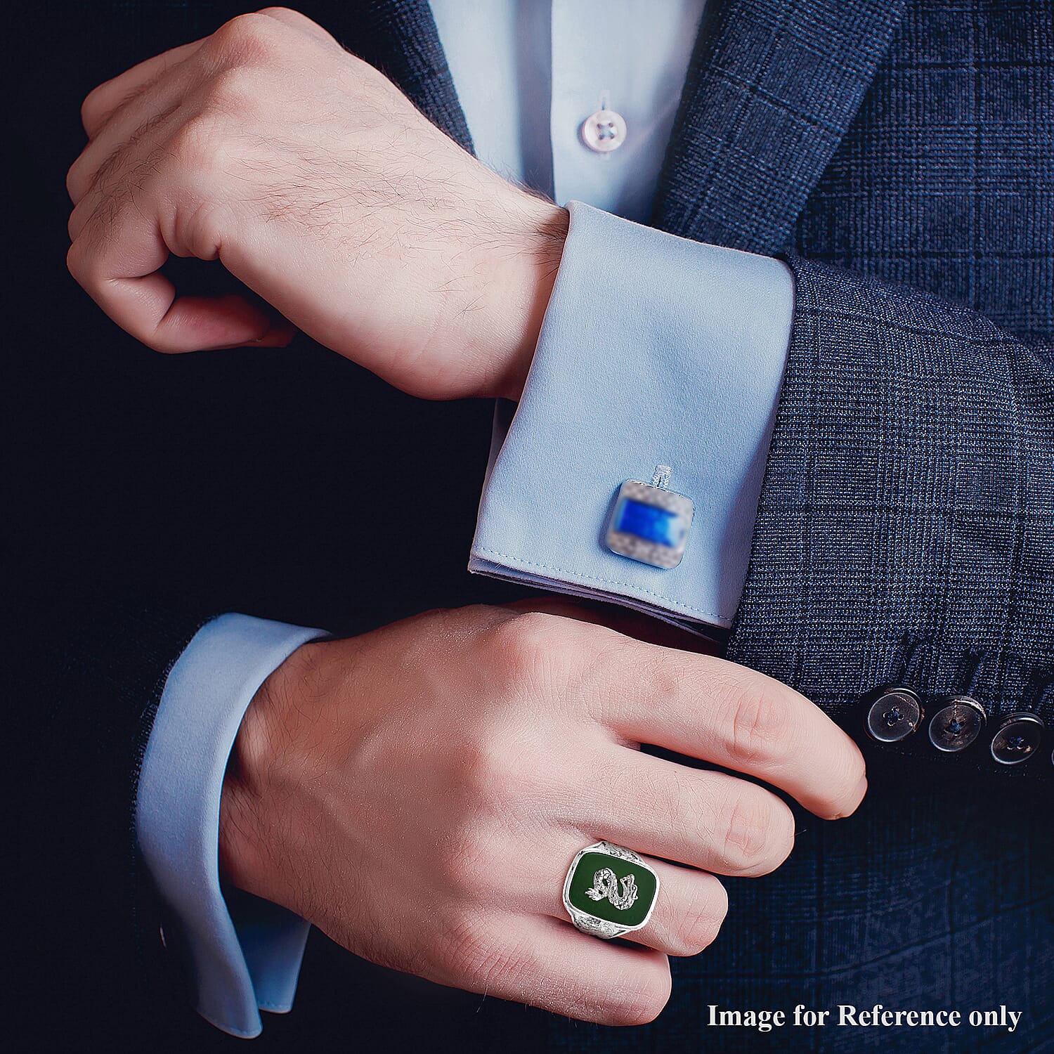 Royal Bali Collection - Green Jade Dragon Ring in Sterling Silver 12.25 Ct.